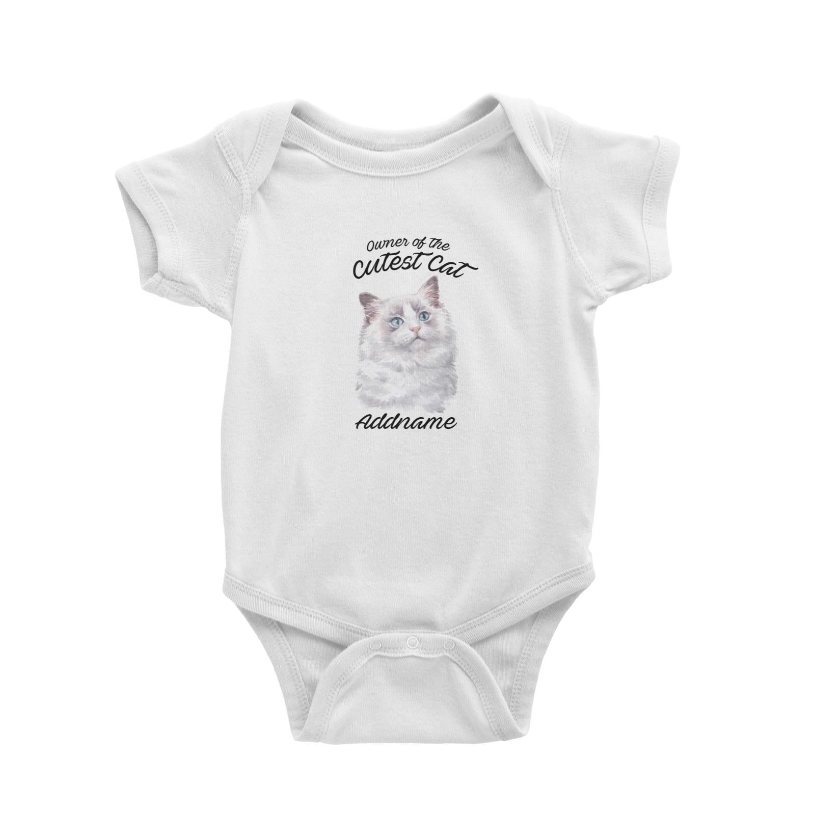Watercolor Owner Of The Cutest Cat Ragdoll White Addname Baby Romper