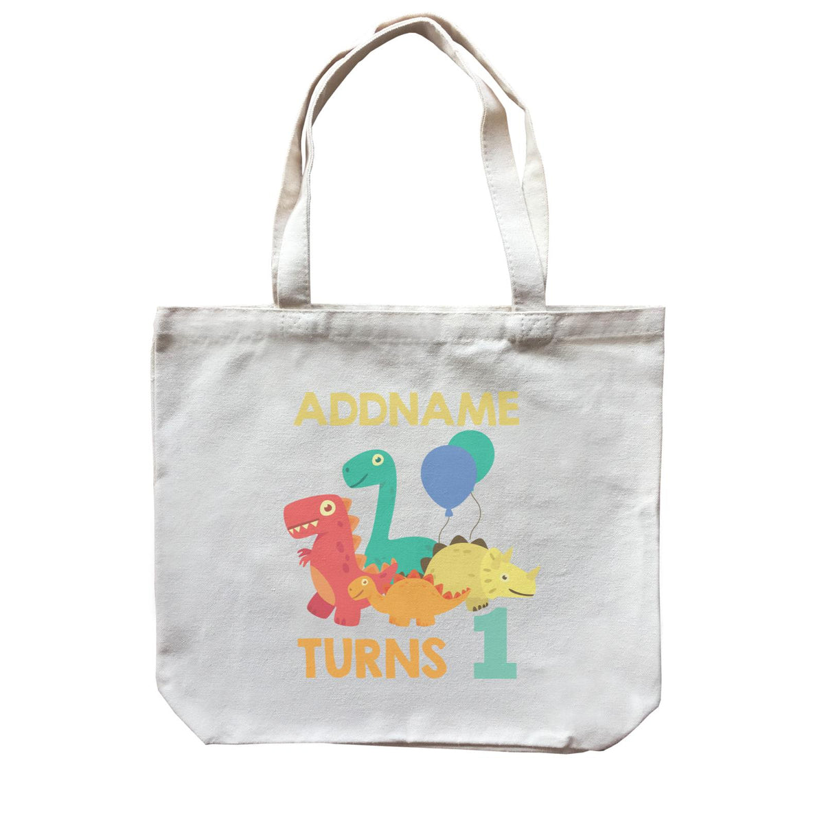 Cute Dinosaur Birthday Theme Personalizable with Name and Date Canvas Bag