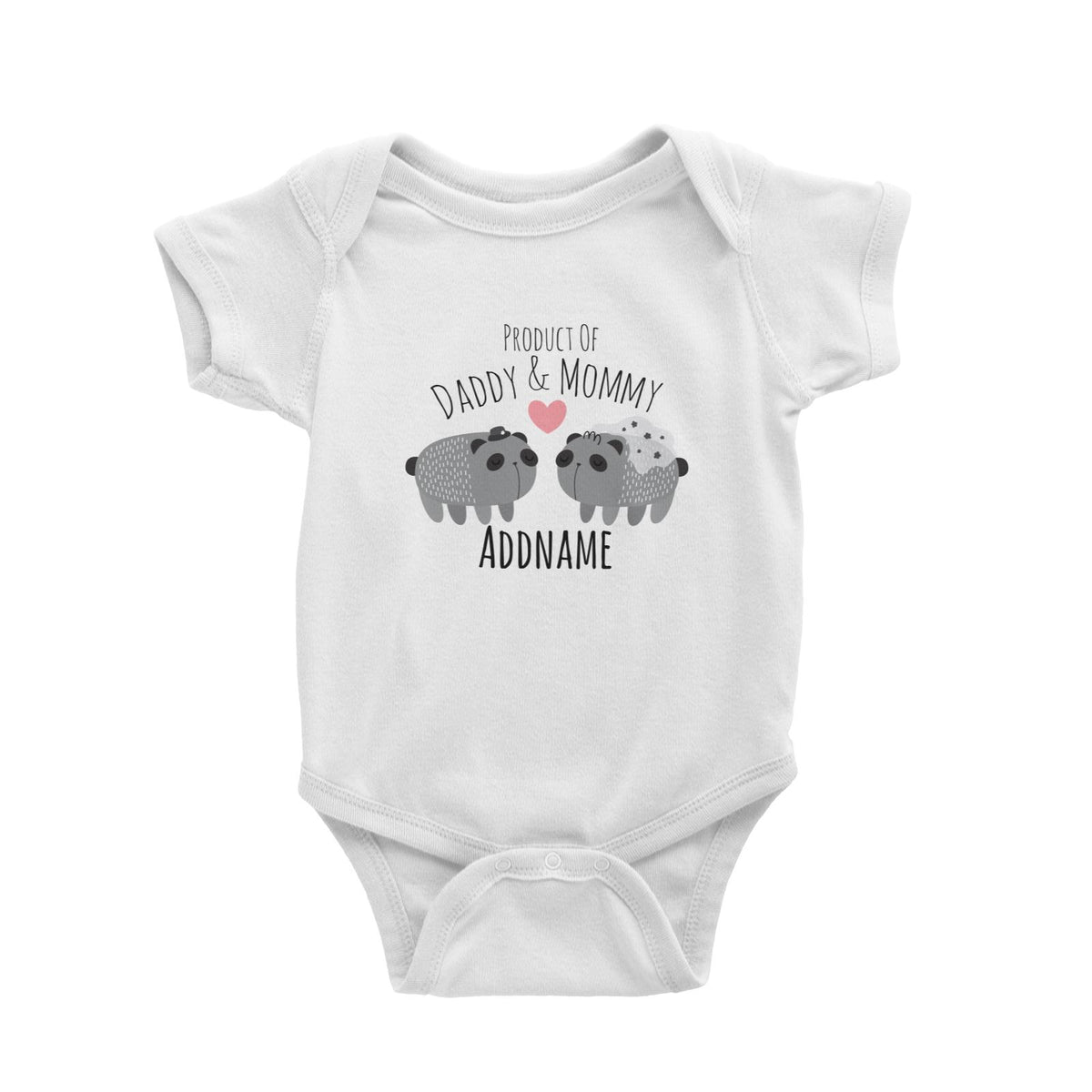 Drawn Mom &amp; Dad Love Panda Addname Baby Romper