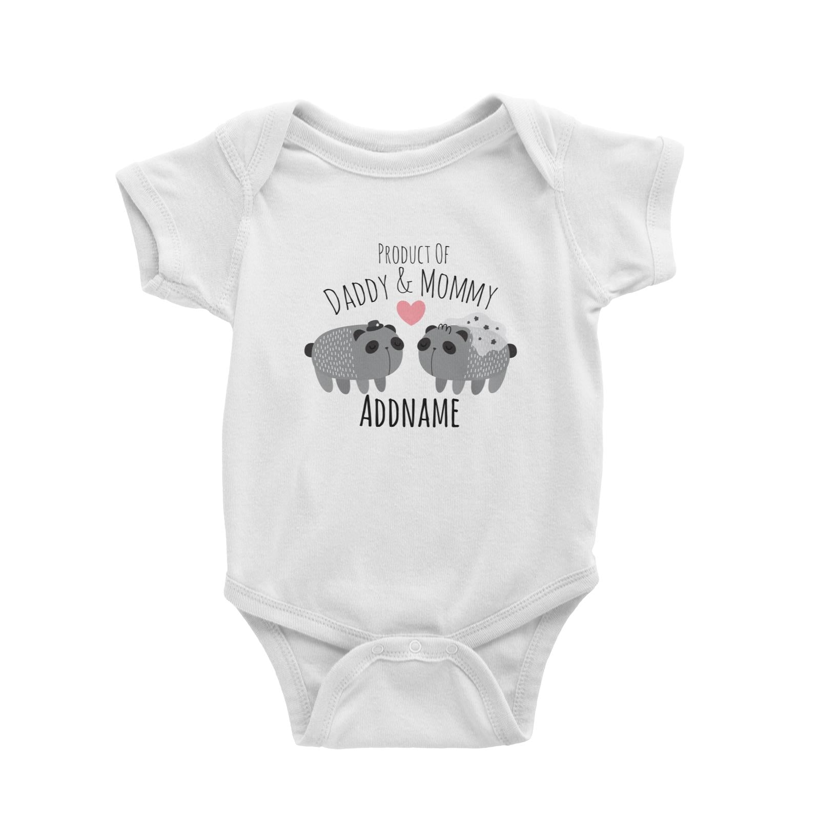 Drawn Mom & Dad Love Panda Addname Baby Romper