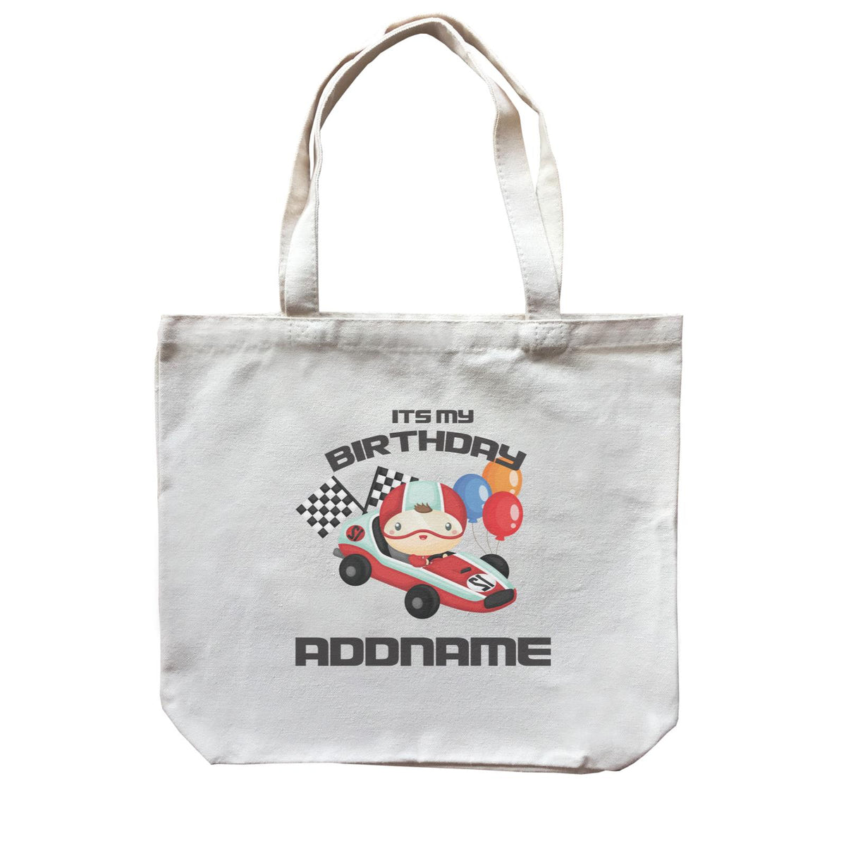 Birthday Cars Race Racer Boy With Racing Cars Its My Birthday Addname Canvas Bag