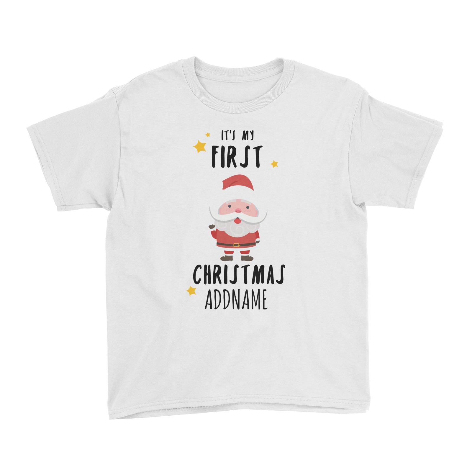 Cute Santa First Christmas Addname Kid's T-Shirt  Personalizable Designs