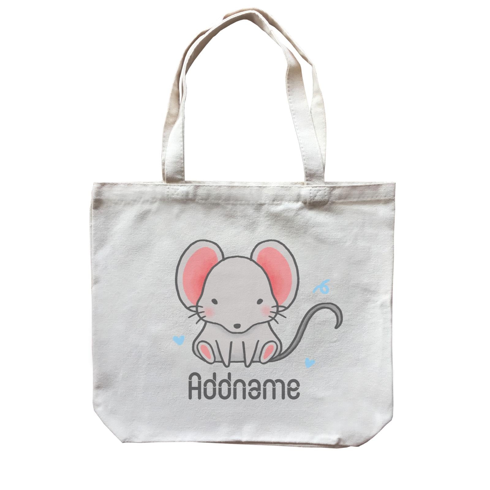 Cute Hand Drawn Style Mouse Addname Canvas Bag