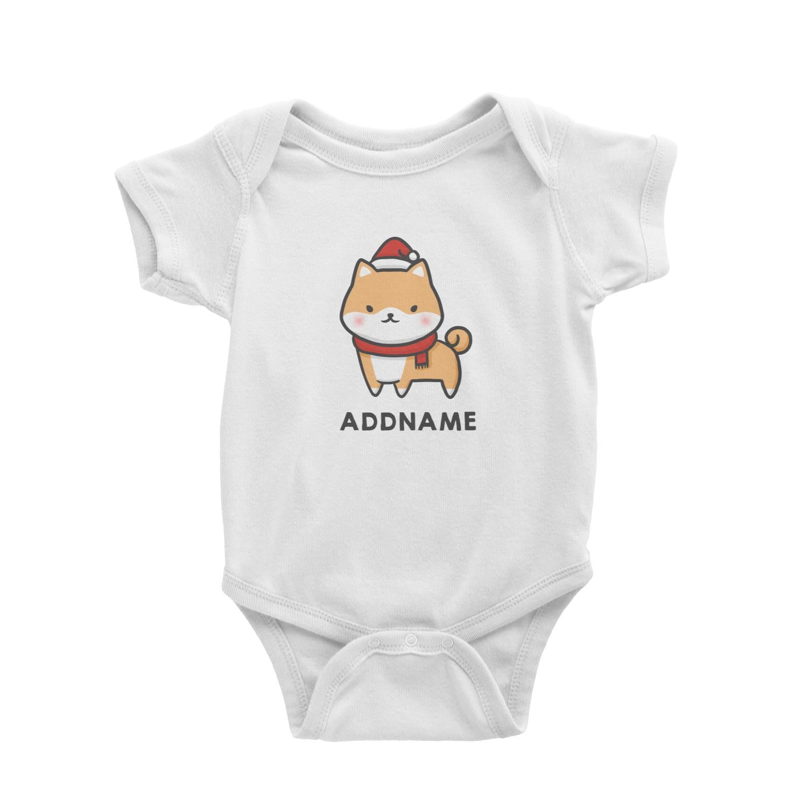 Xmas Cute Shiba Inu Addname Baby Romper