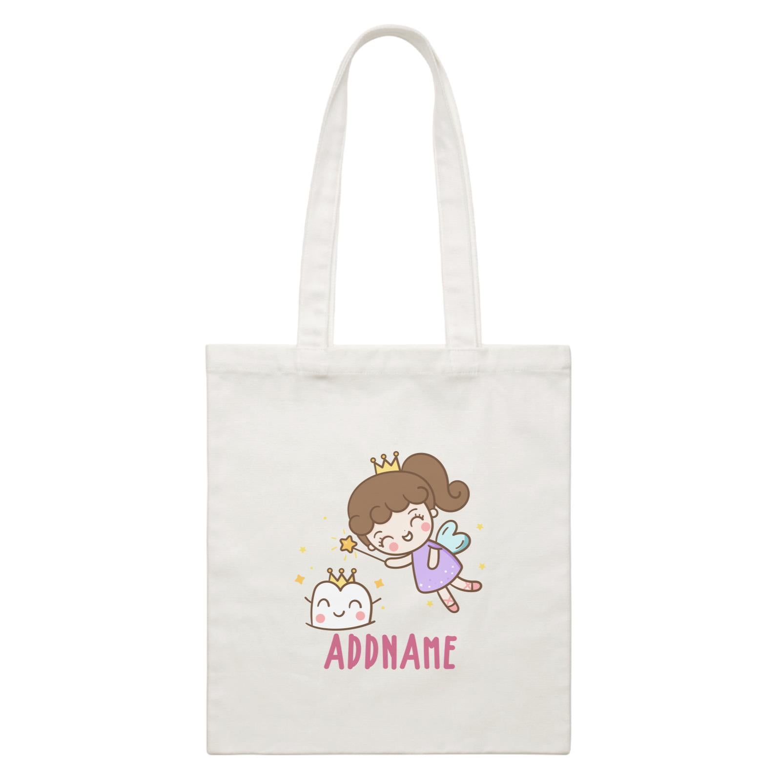 Unicorn And Princess Series Cute Tooth Fairy Addname White Canvas Bag