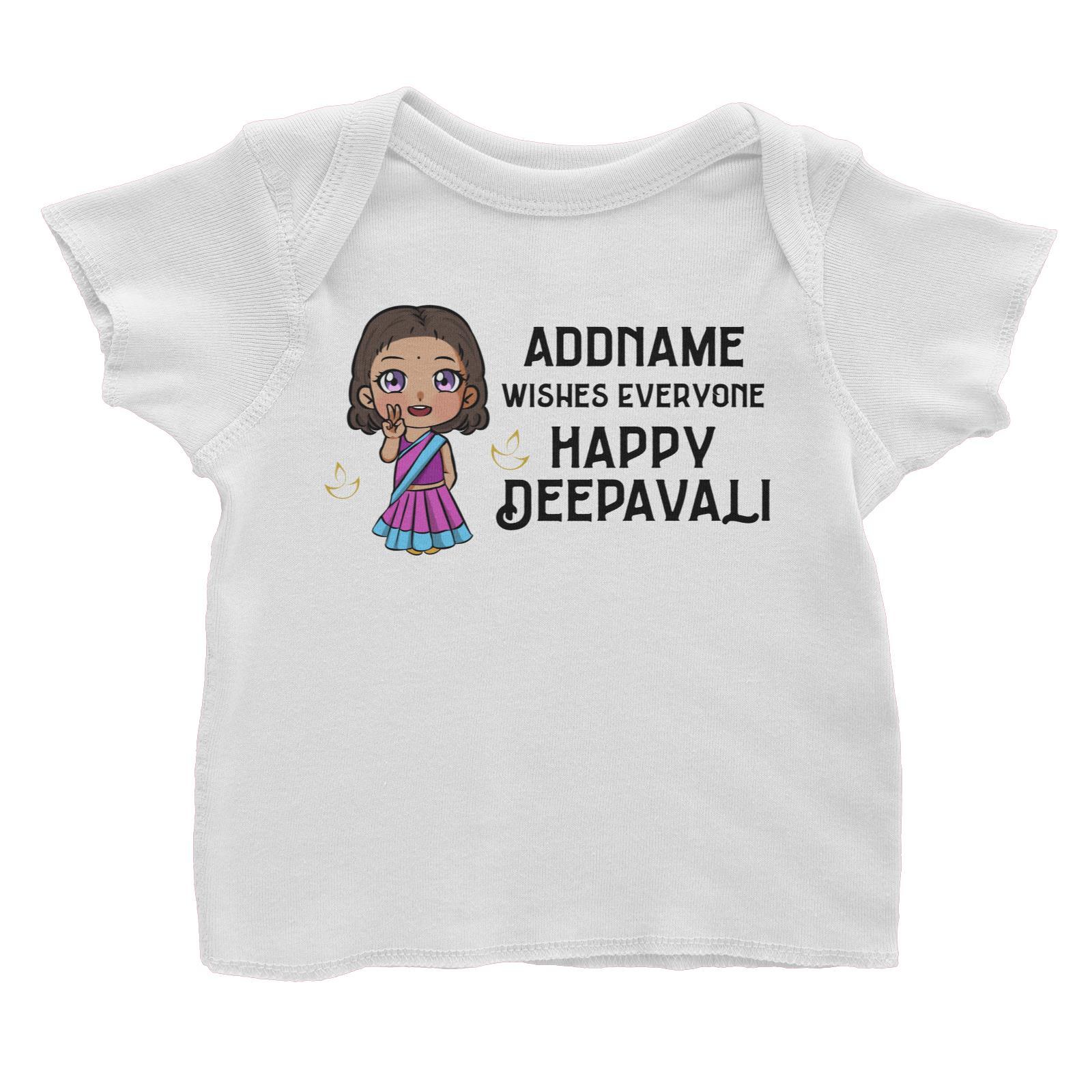 Deepavali Chibi Little Girl Front Addname Wishes Everyone Deepavali Baby T-Shirt