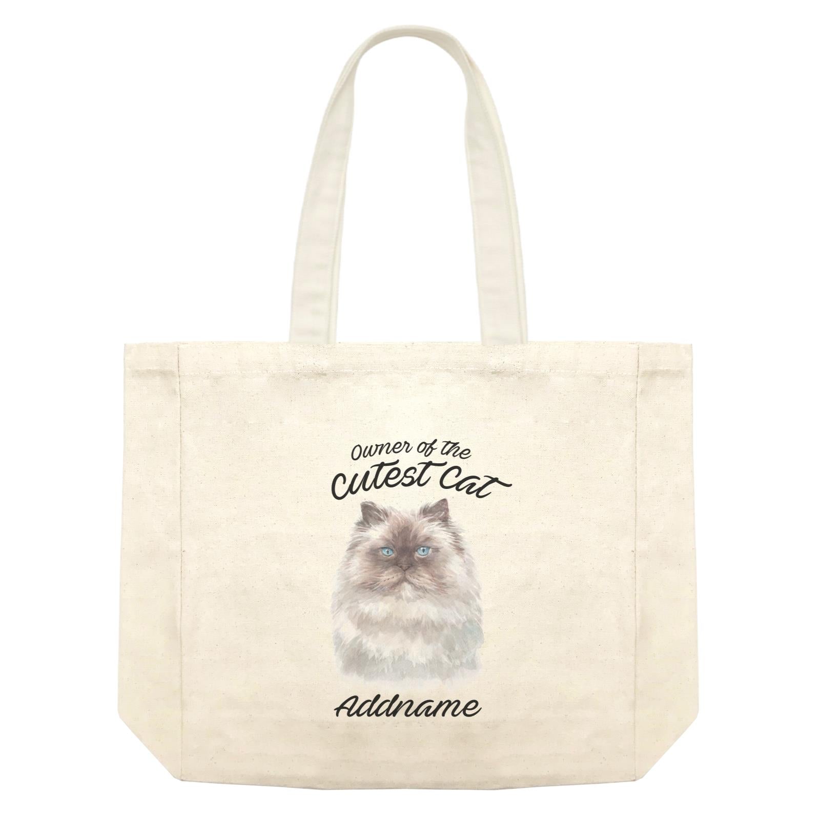Watercolor Owner Of The Cutest Cat Himalayan White Addname Shopping Bag