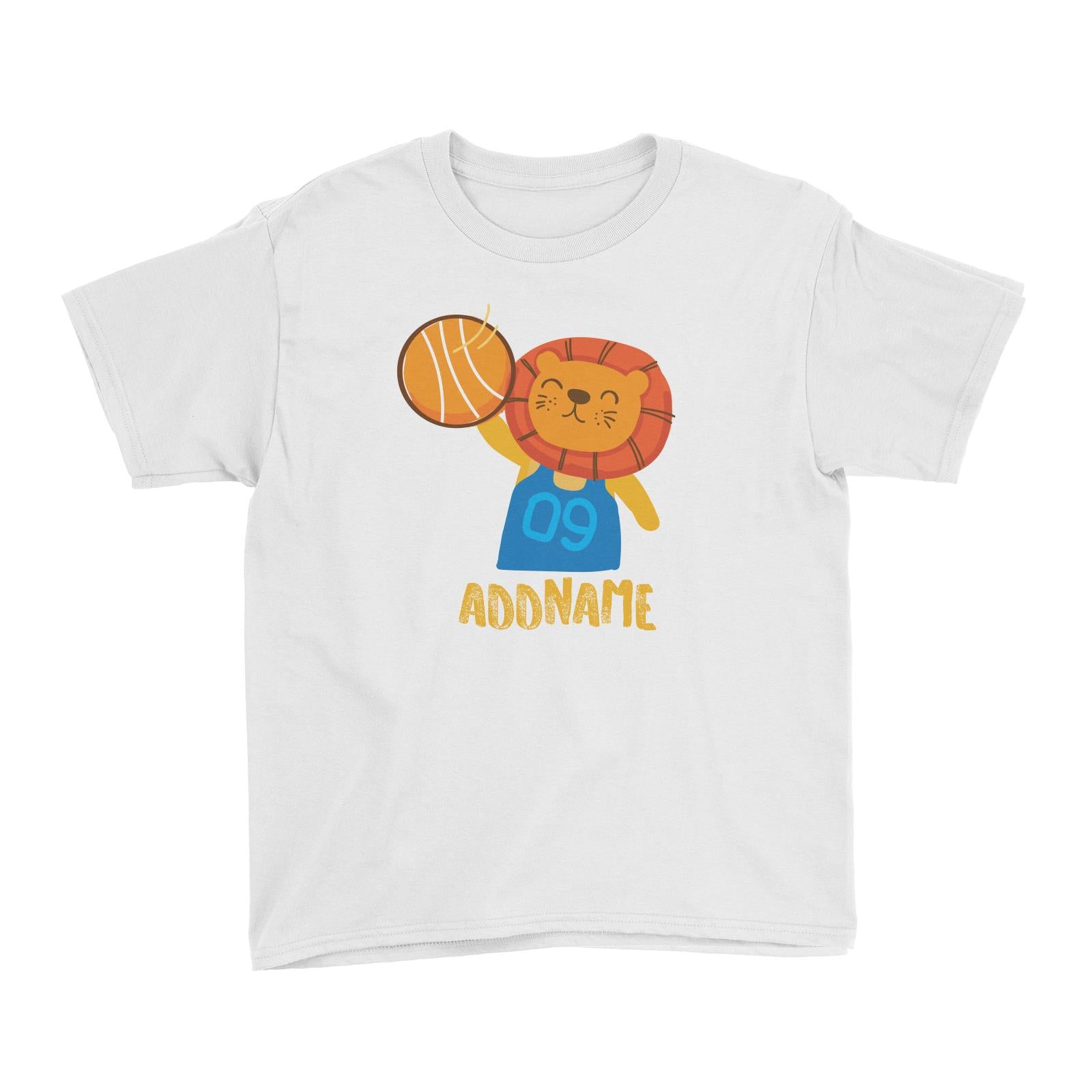Cool Cute Animals Lion Basketball Player Addname Kid's T-Shirts