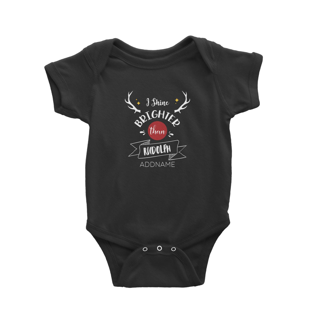 Xmas I Shine Brighter Than Rudolf Baby Romper
