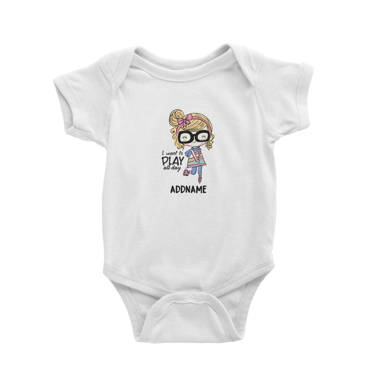 Cool Vibrant Series I Want to Play All Day Addname Baby Romper [SALE]