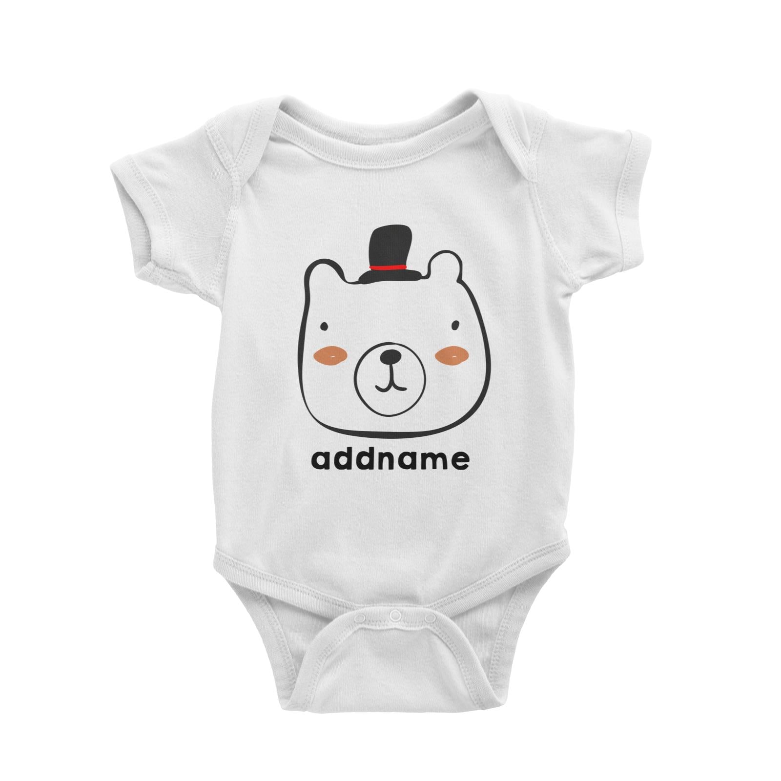 Bear With Hat White Baby Romper