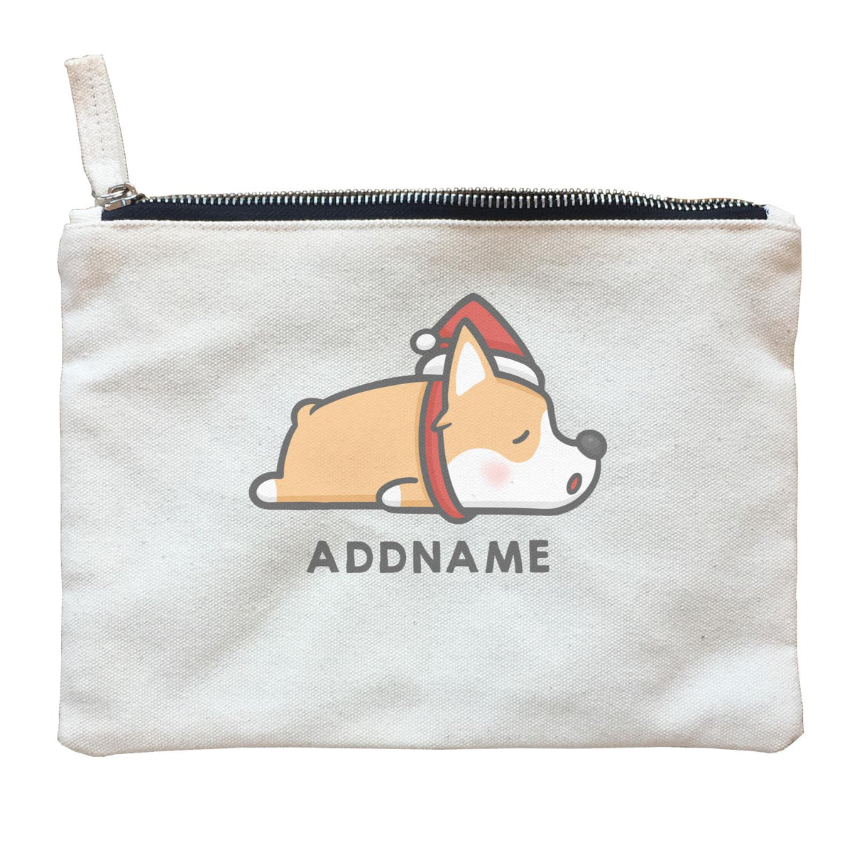 Xmas Cute Sleeping Corgi Addname Accessories Zipper Pouch