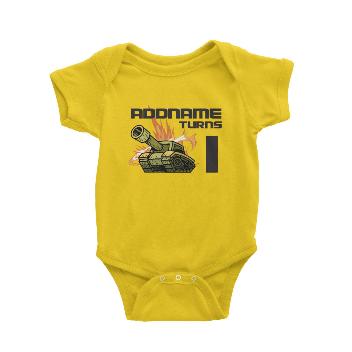 Birthday Battle Theme Tank Addname Turns 1 Baby Romper - FamsyMall