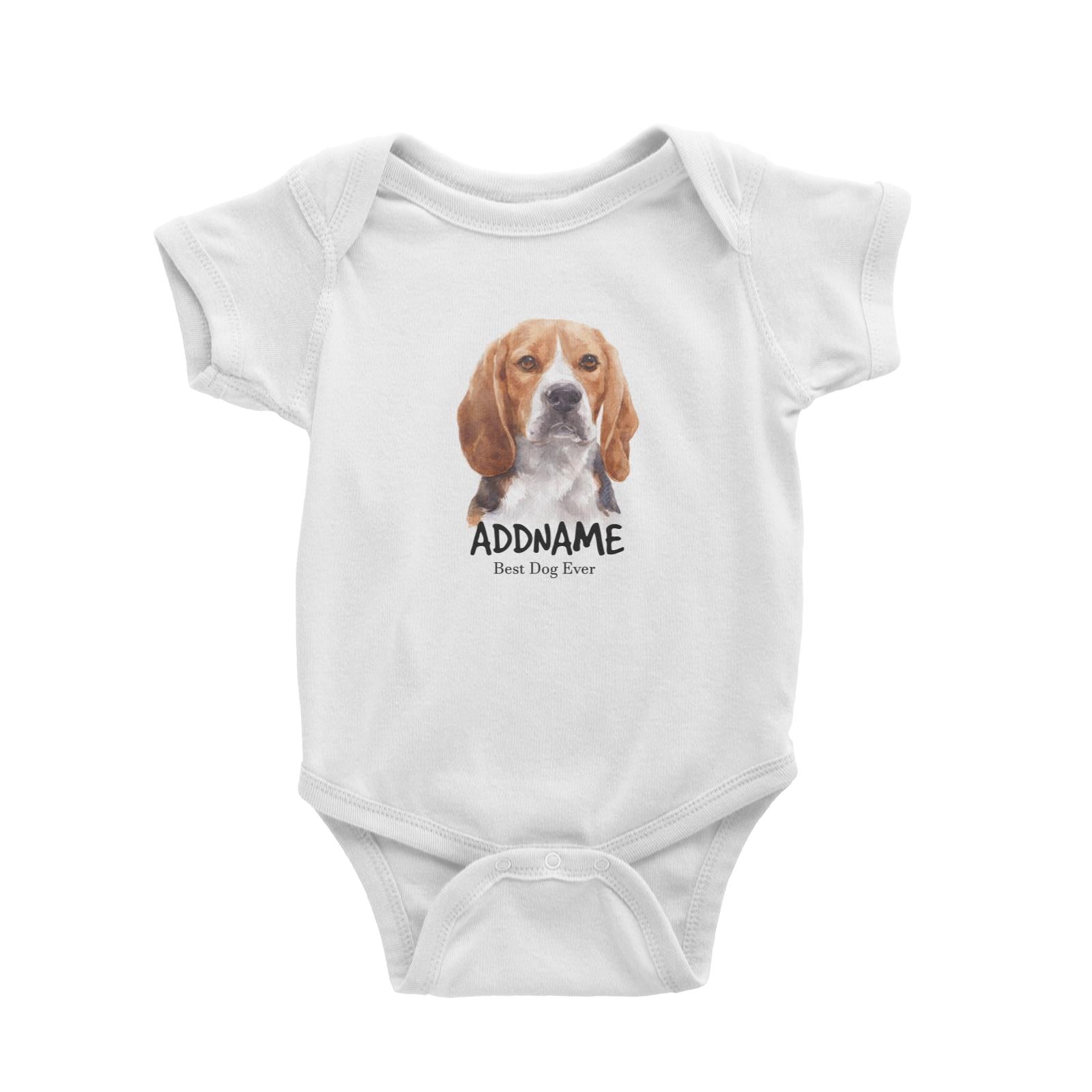 Watercolor Dog Beagle Frown Best Dog Ever Addname Baby Romper