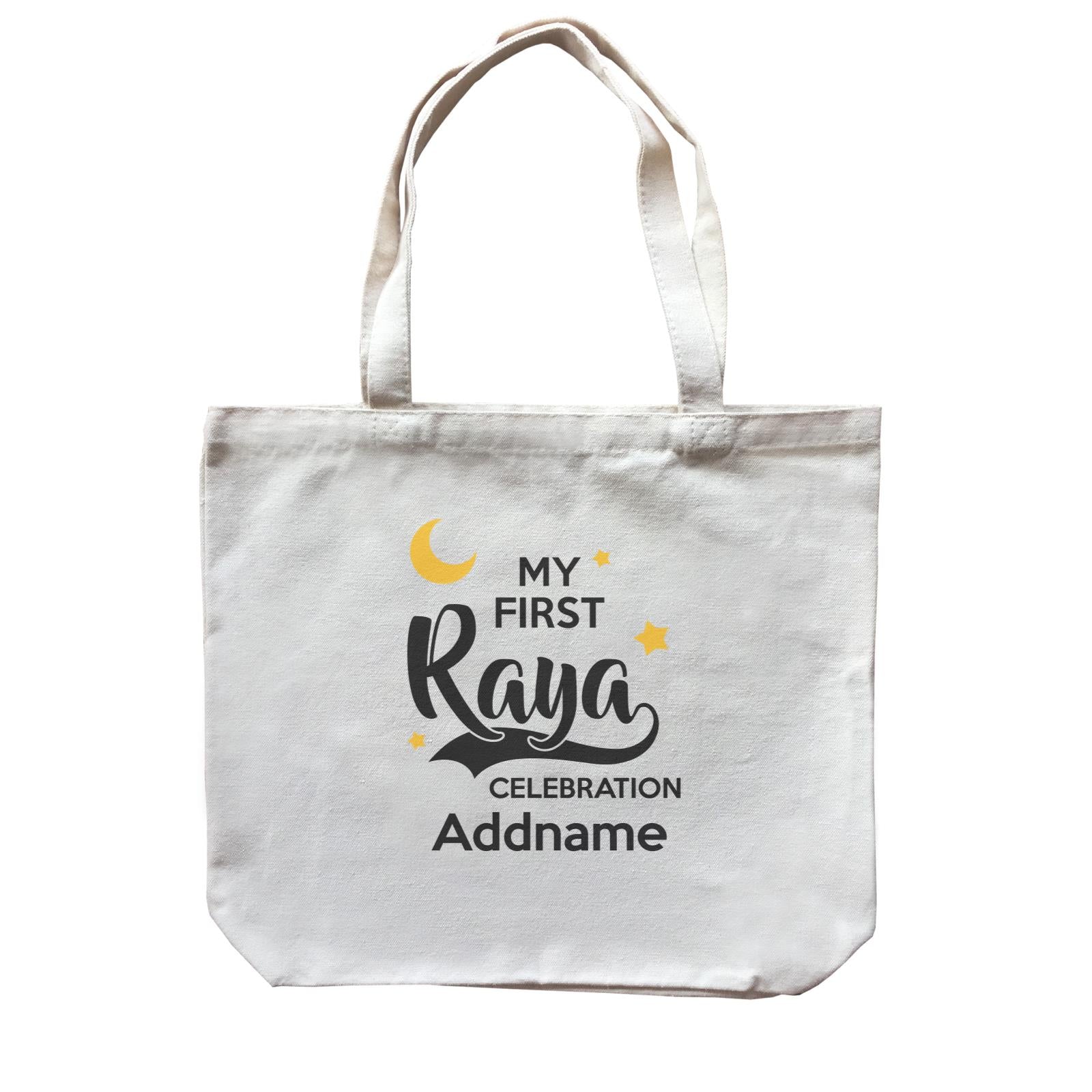 Raya Typography My First Raya Celebration Addname Accessories Canvas Bag