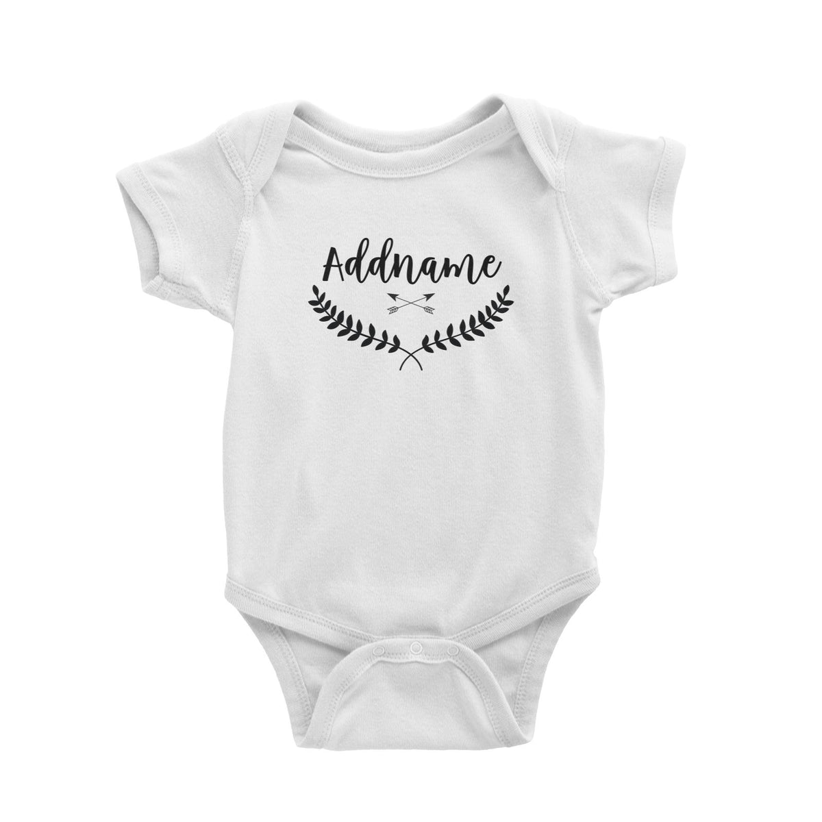 Monochrome Leave Crown and Arrows Addname Baby Romper