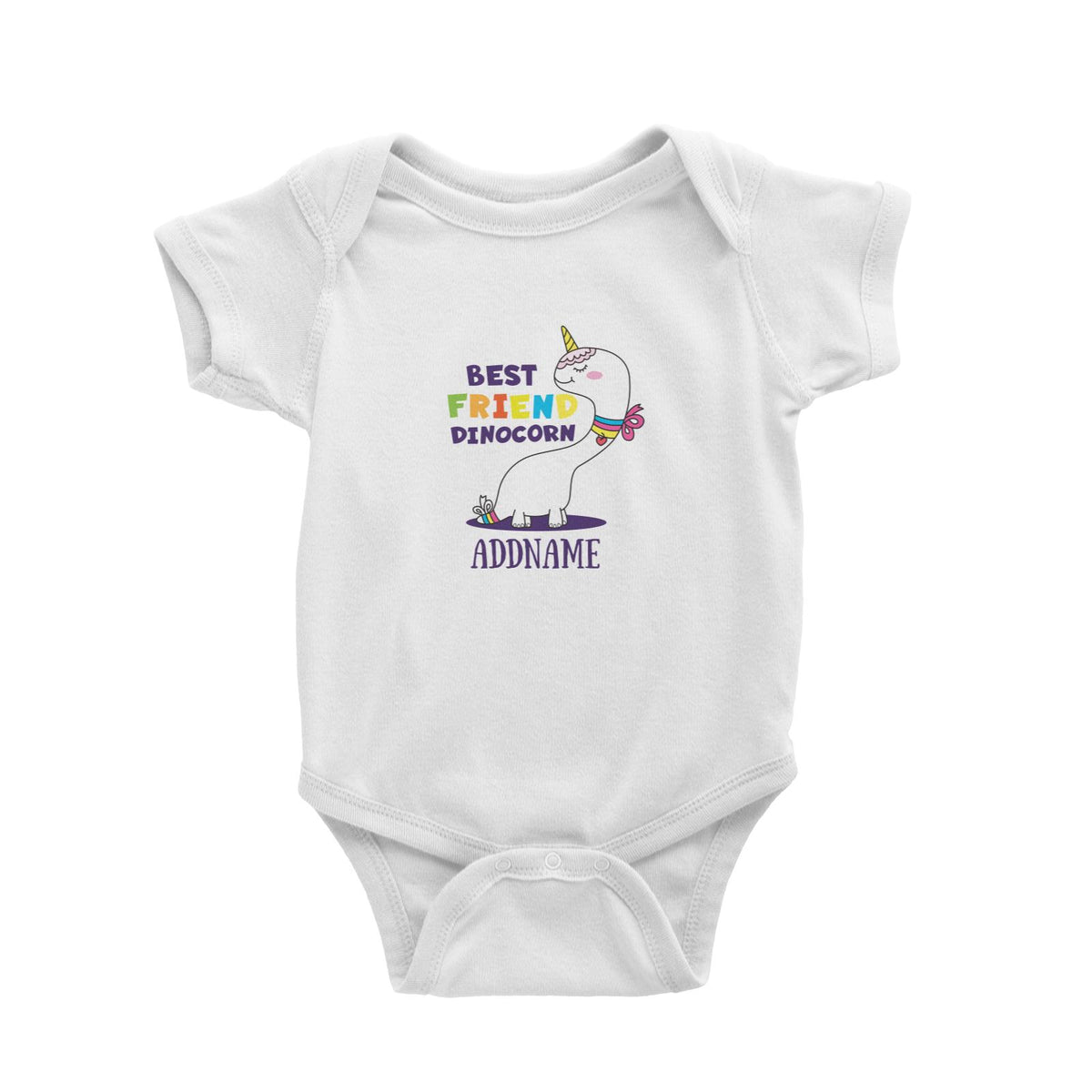 Cool Cute Unicorn Best Friend Dinocorn Addname Baby Romper