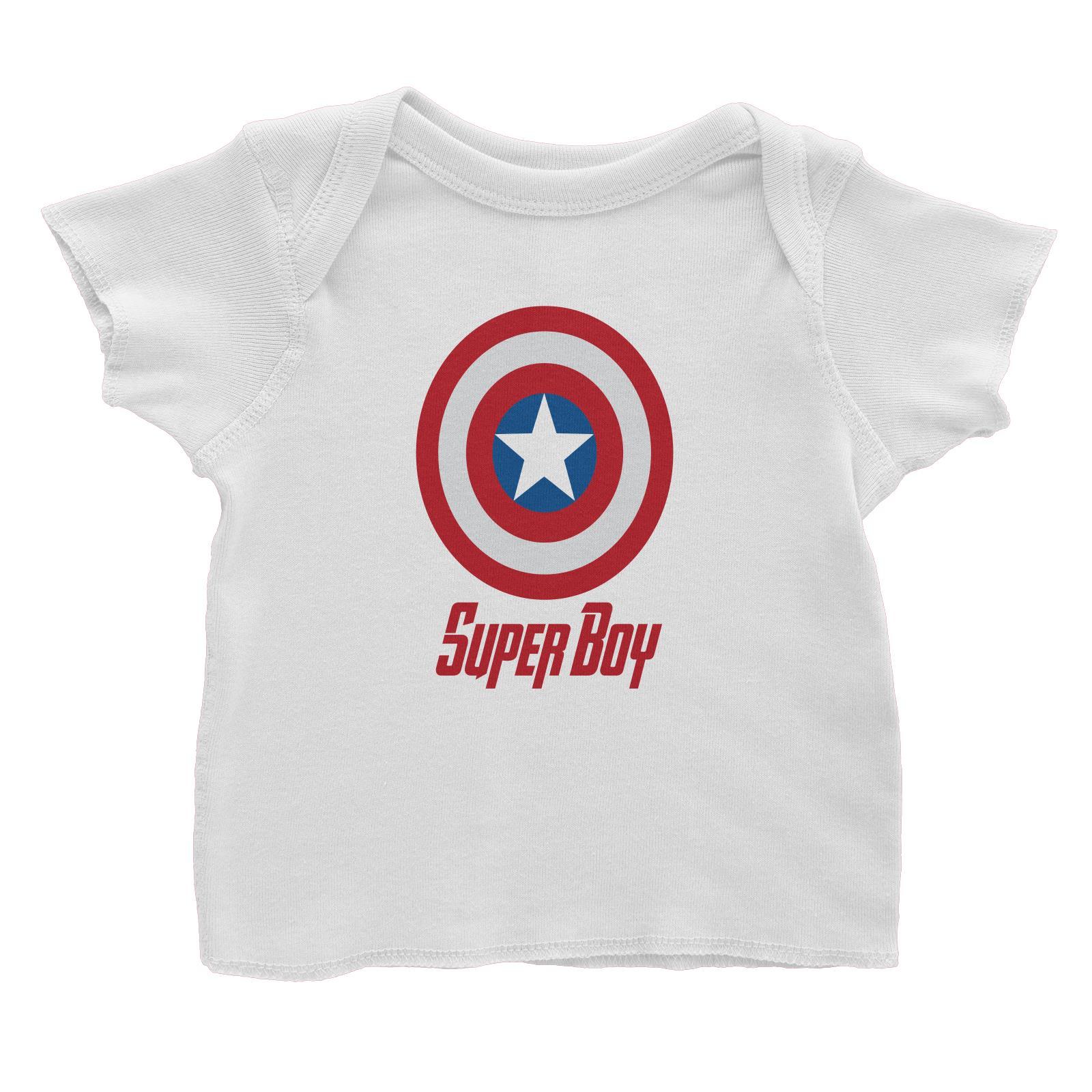 Superhero Shield Super Boy Baby T-Shirt  Matching Family