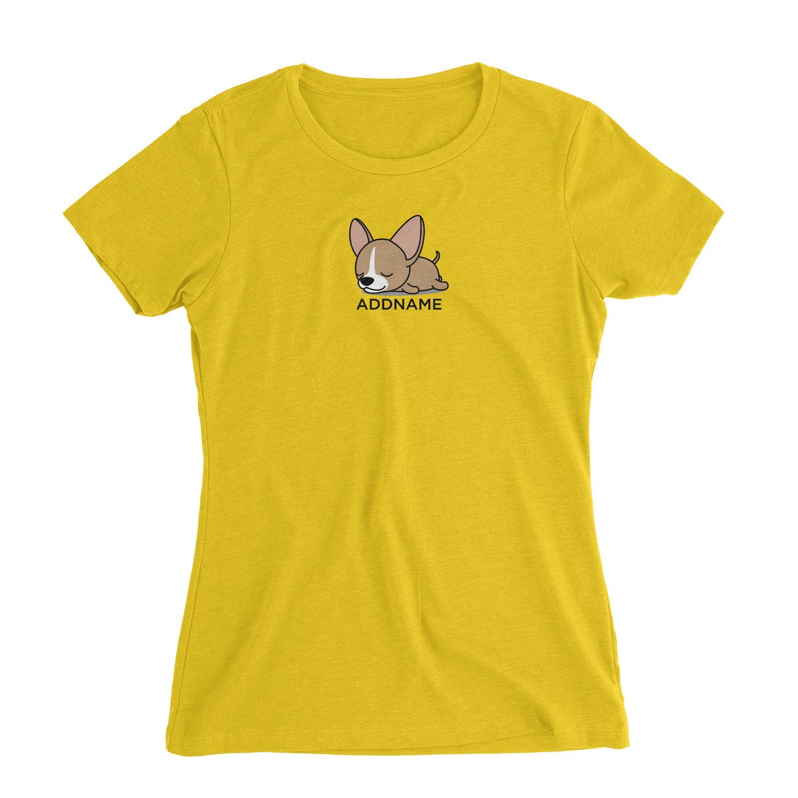Lazy Chihuahua Dog Addname Women's Slim Fit T-Shirt