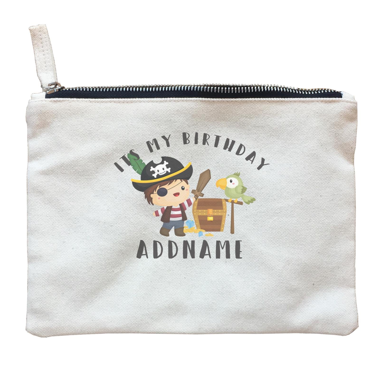 Birthday Pirate Happy Boy Captain With Treasure Chest Its My Birthday Addname Zipper Pouch
