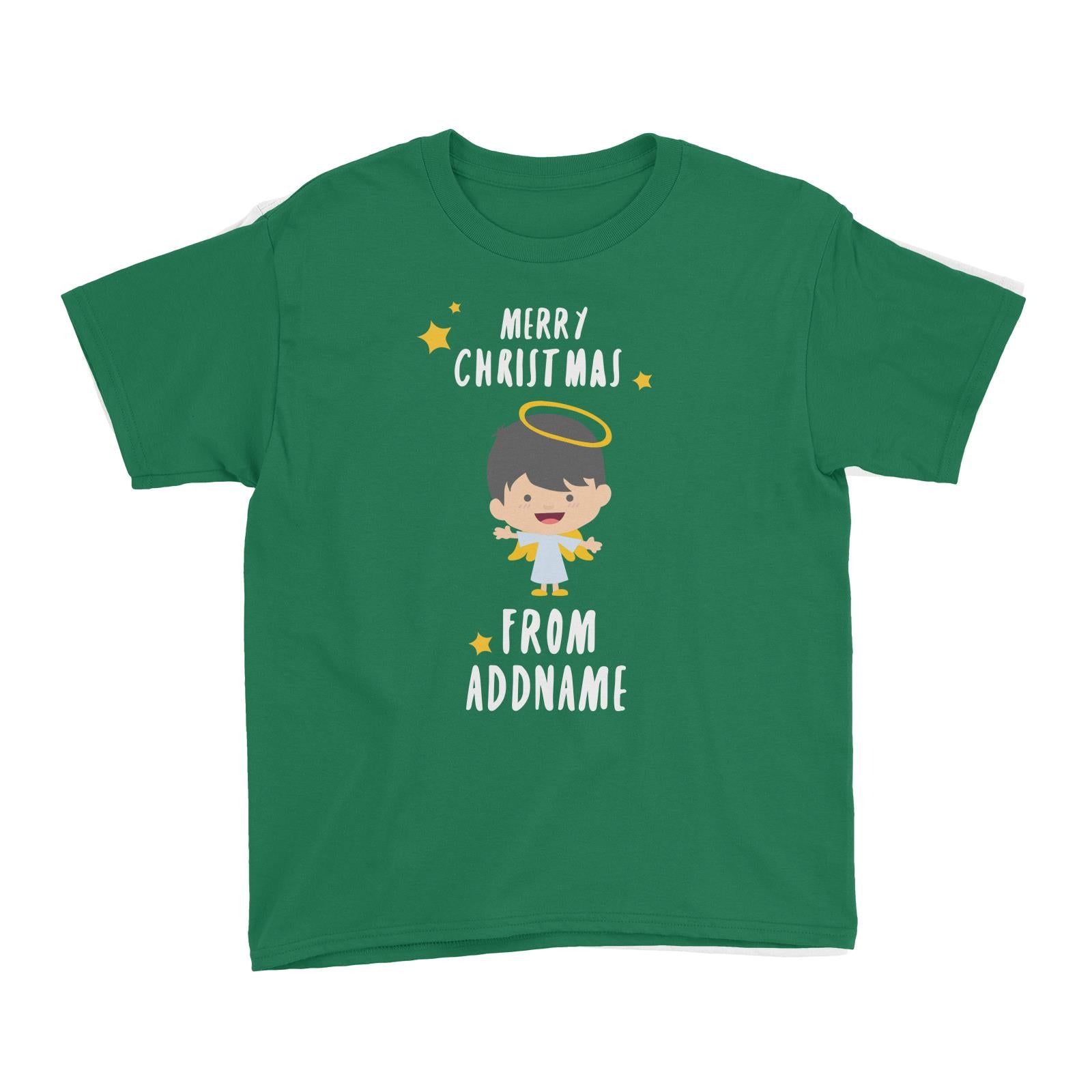 Cute Boy Angel Merry Christmas Addname Kid's T-Shirt  Personalizable Designs Matching Family