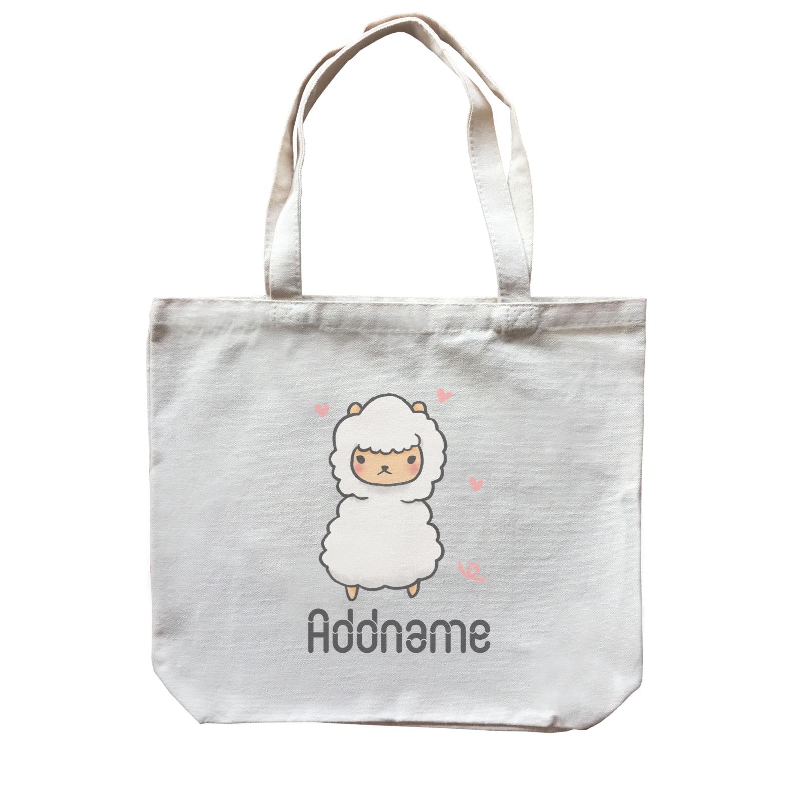 Cute Hand Drawn Style Alpaca Addname Canvas Bag