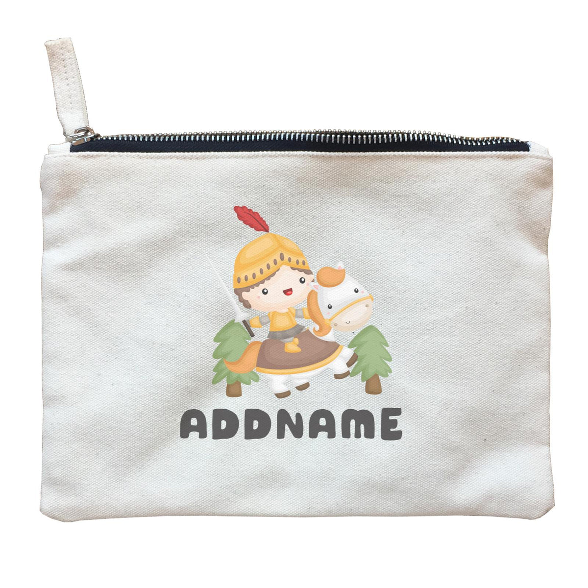 Birthday Royal Knight Boy Ridding Horse Addname Zipper Pouch