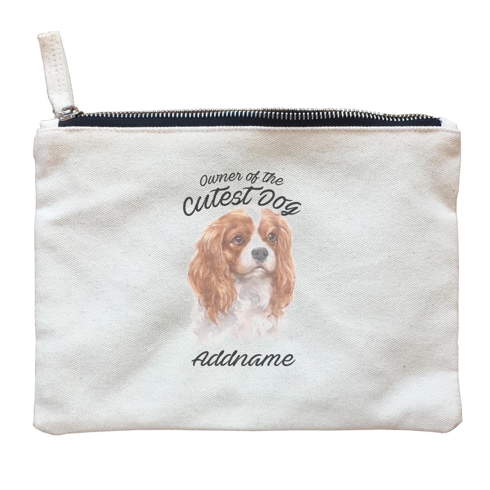 Watercolor Dog Owner Of The Cutest Dog King Charles Spaniel Addname Zipper Pouch