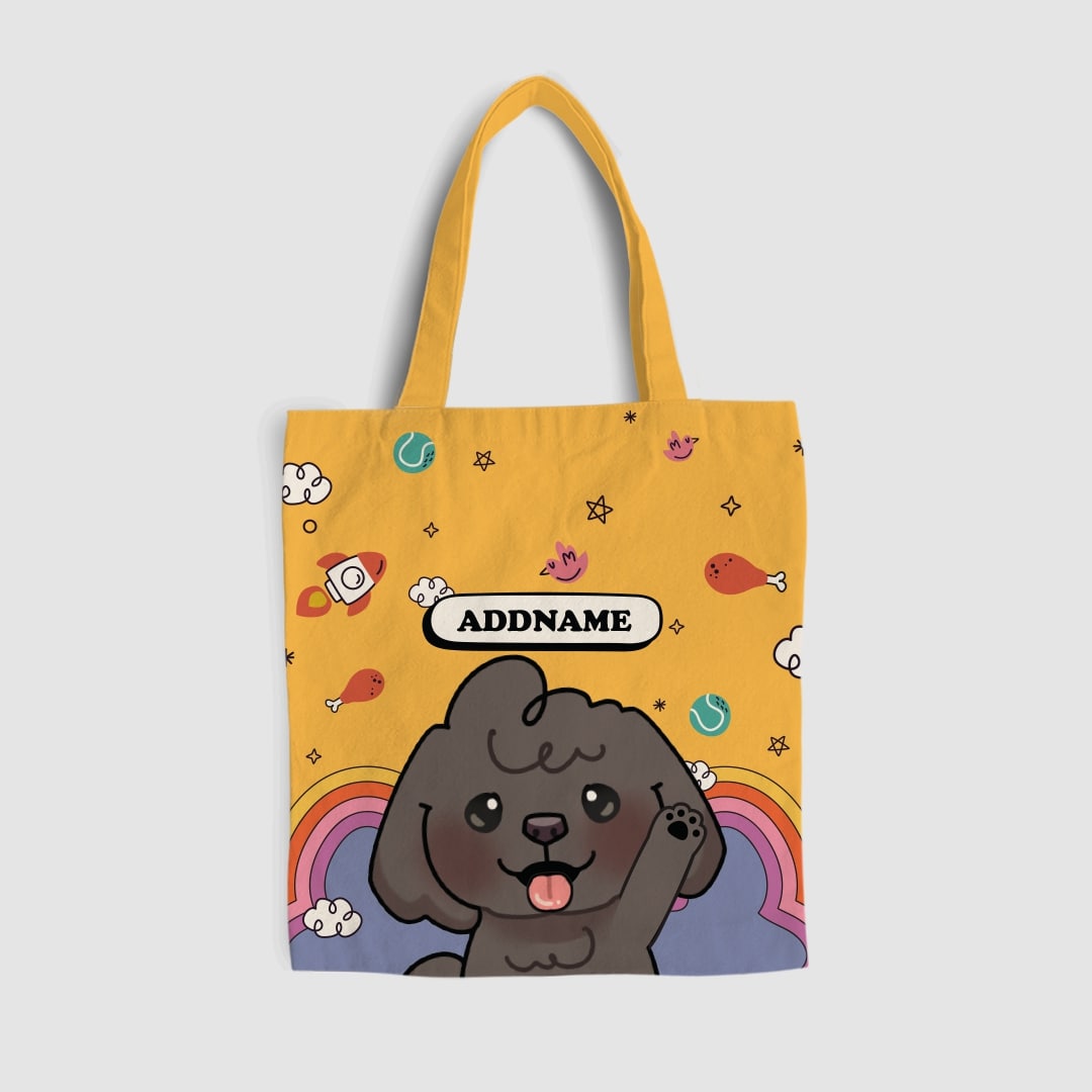 Paw Print Series Full Print Tote Bag - Grey Poodle