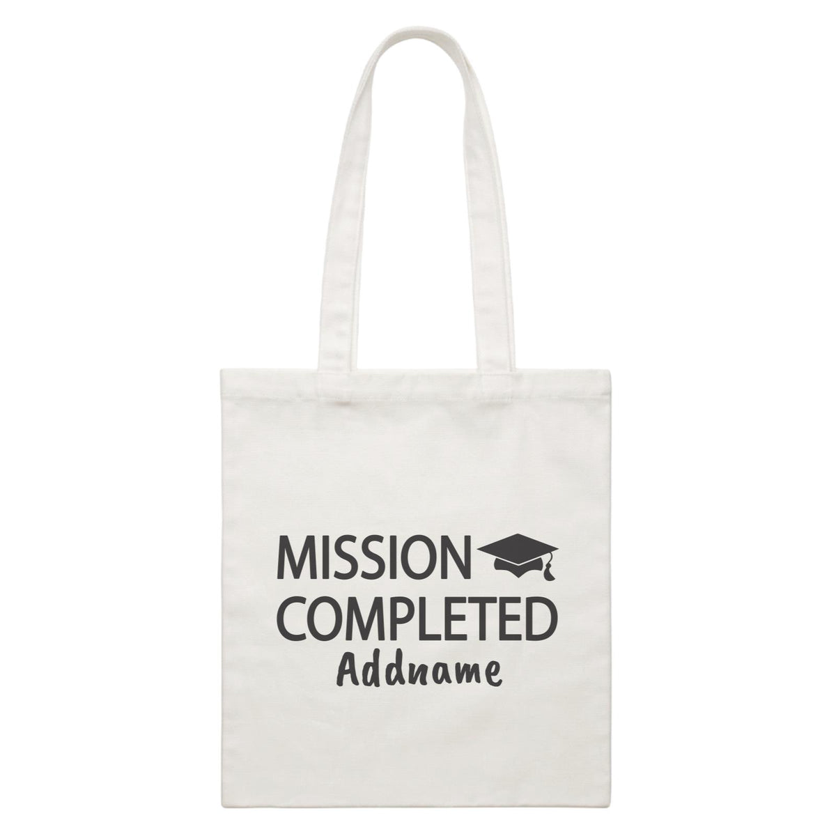 Graduation Series Mission Completed White Canvas Bag