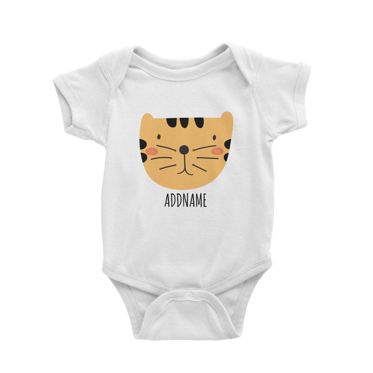 Tiger Head White White Baby Romper