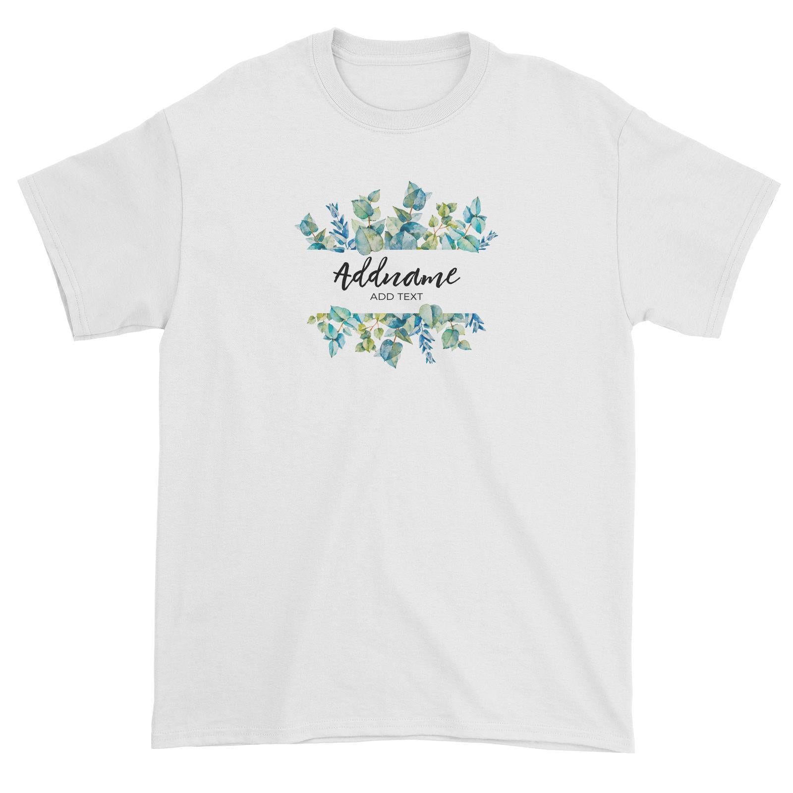 Add Your Own Text Teacher Blue Leaves Box Addname And Add Text Unisex T-Shirt