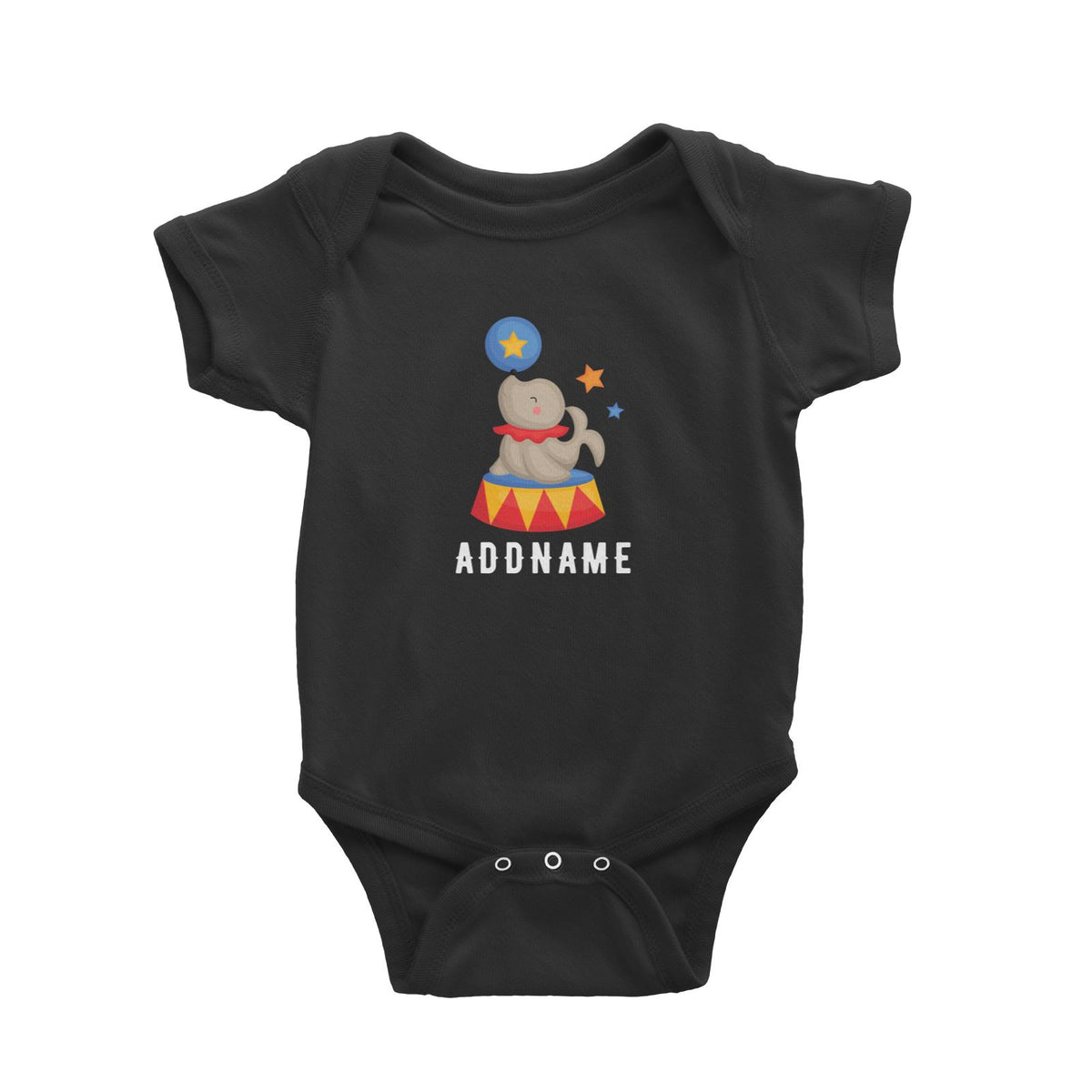 Birthday Circus Seal Playing Ball Addname Baby Romper