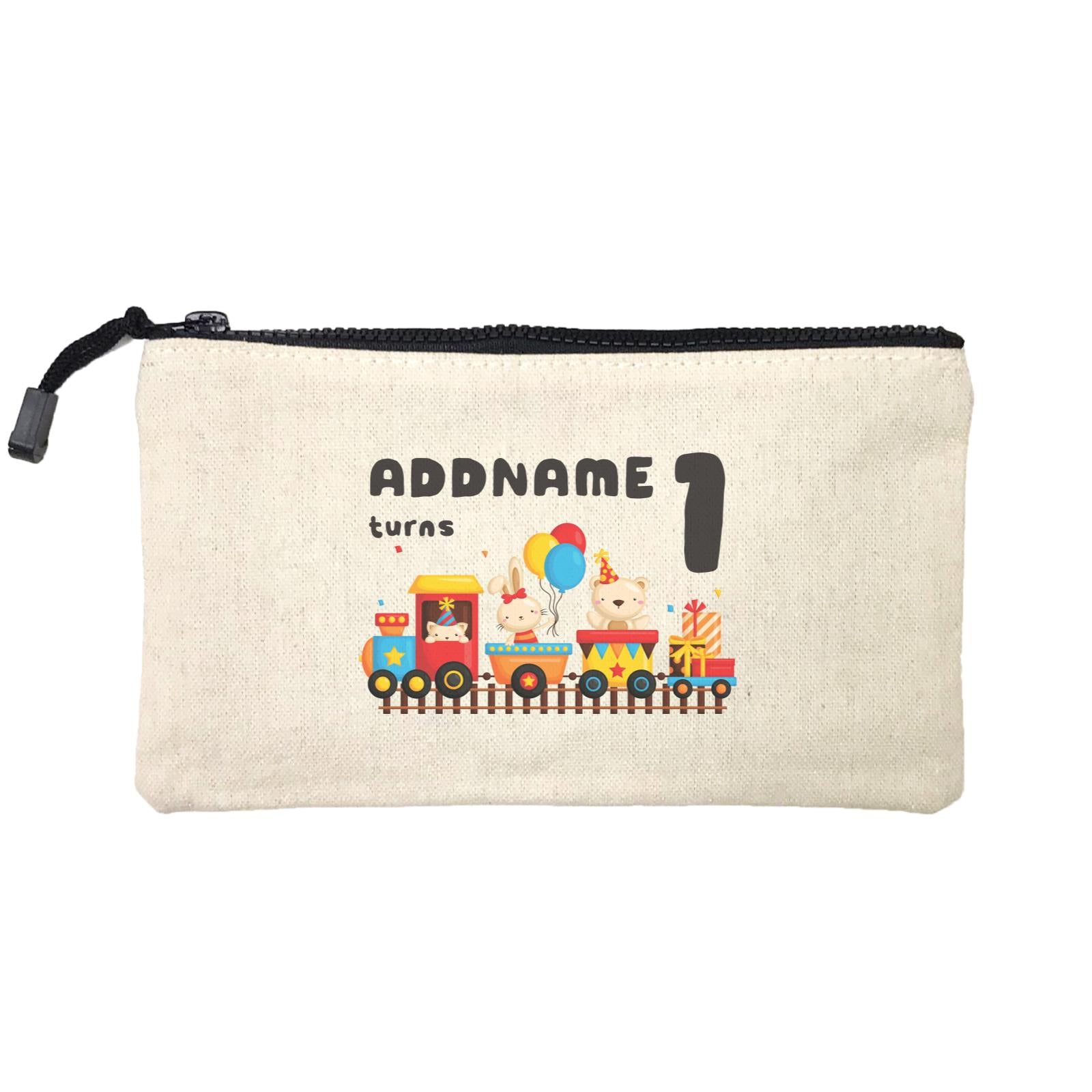 Birthday Fun Train And Animals Group Addname Turns 1 Mini Accessories Stationery Pouch