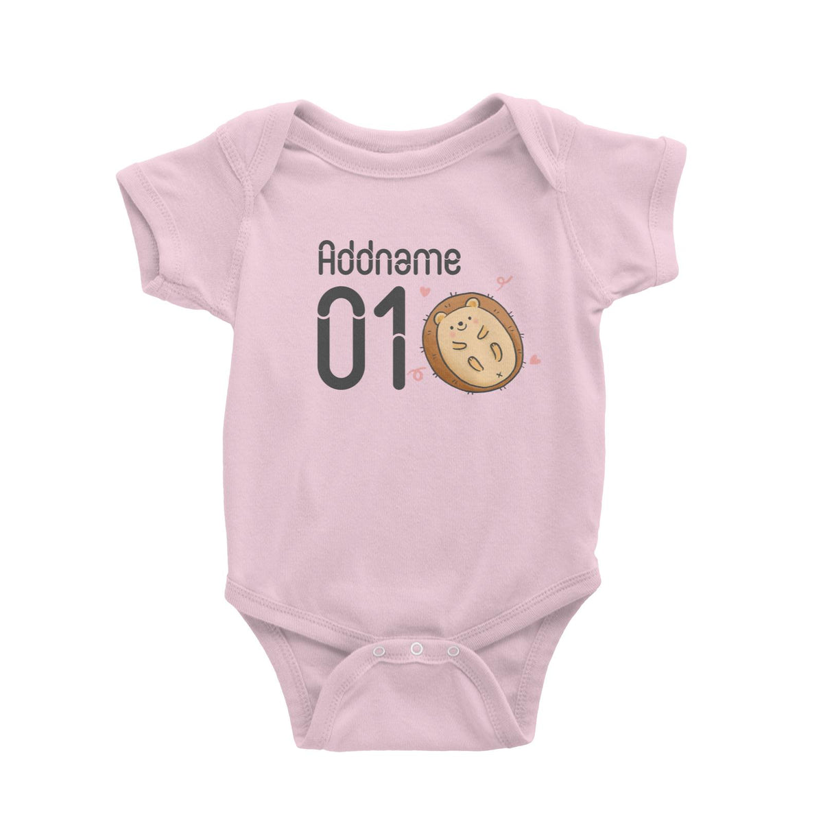 Name and Number Cute Hand Drawn Style Porcupine Baby Romper