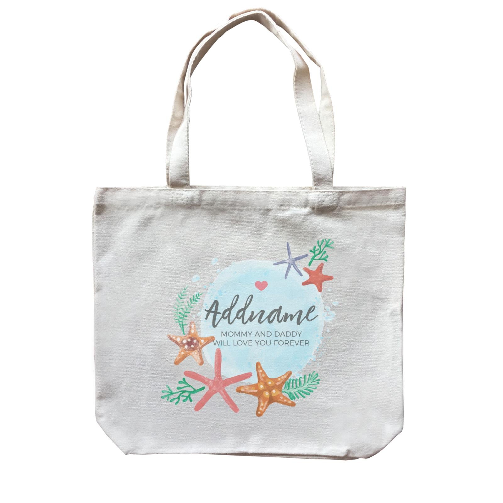 Watercolour Starfish and Coral Elements Personalizable with Name and Text Canvas Bag