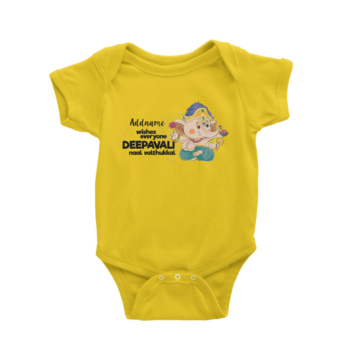 Cute Ganesha Addname Wishes Everyone Deepavali Baby Romper