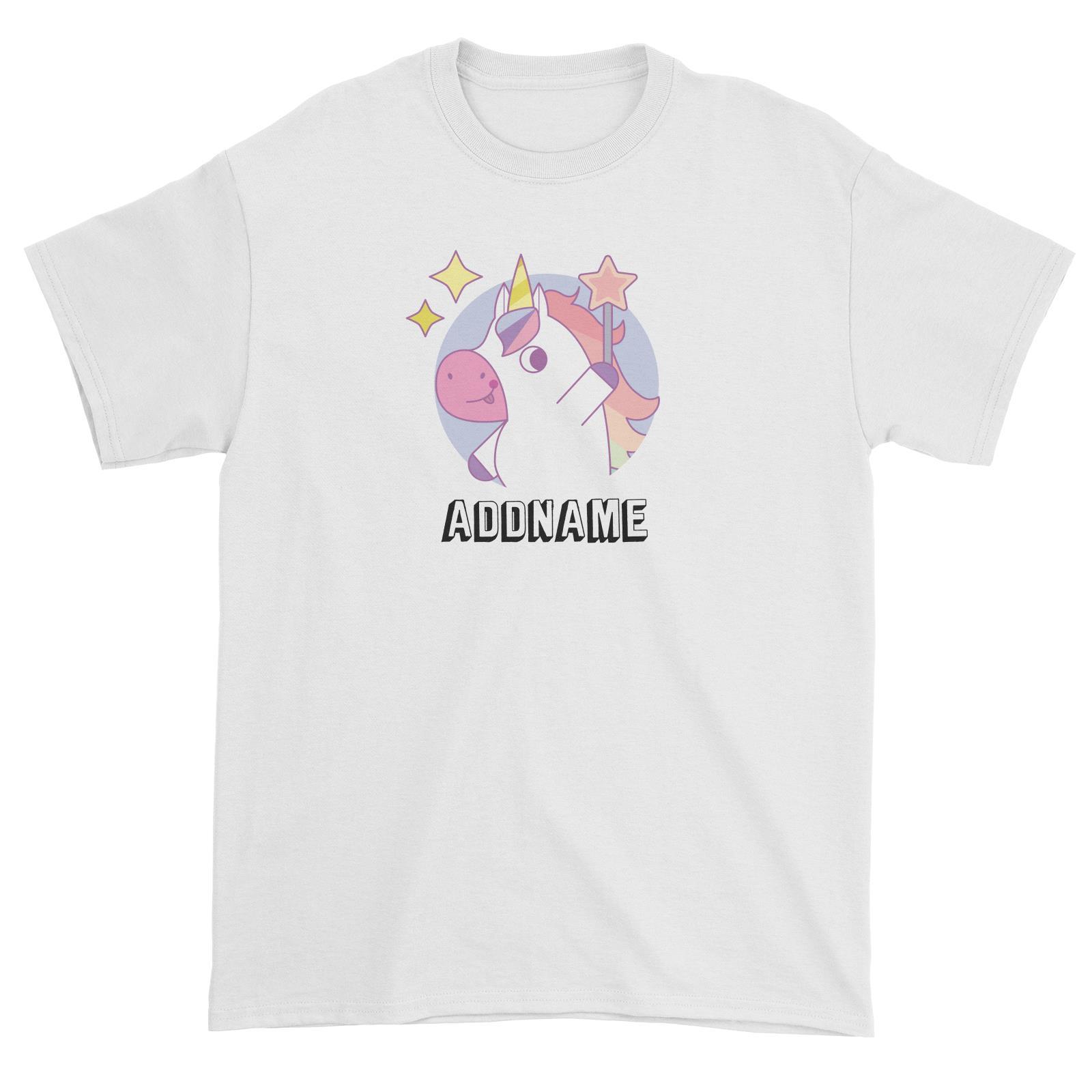 Birthday Unicorn Girl With Magic Wand Addname Unisex T-Shirt