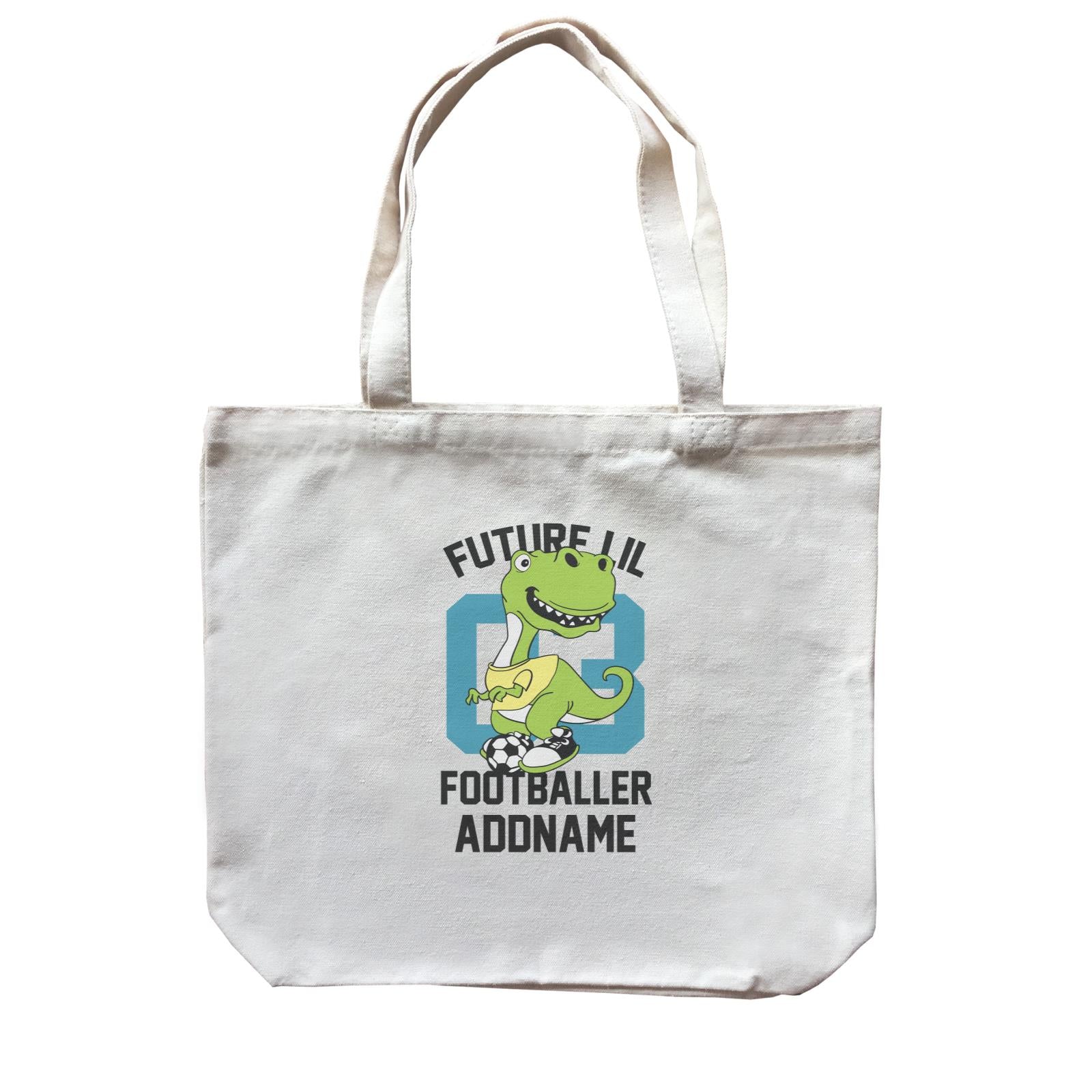 Cool Vibrant Series Future Lil Footballer Dinosaur Addname Canvas Bag