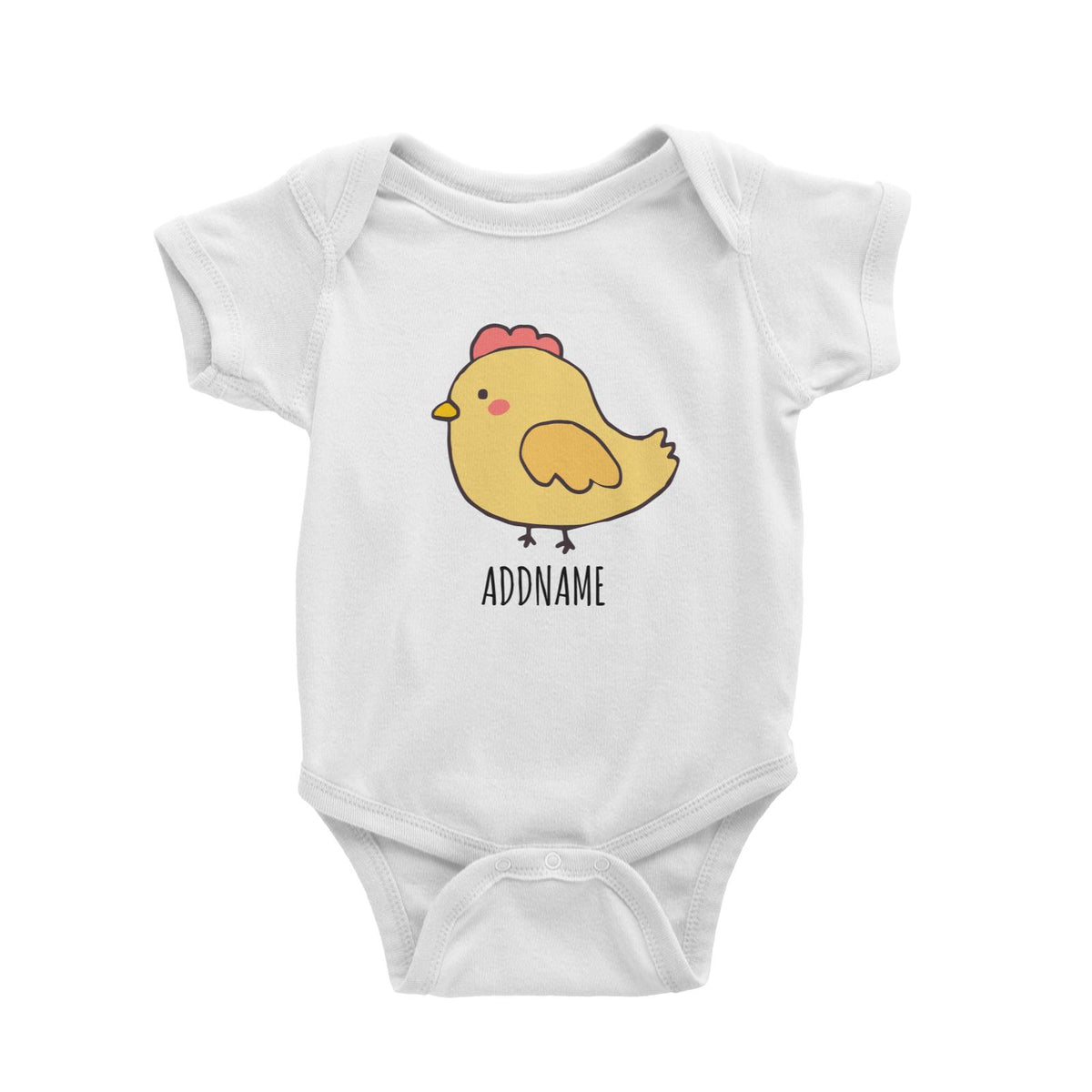 Cartoon Kawaii Chicken Doodle White White Baby Romper