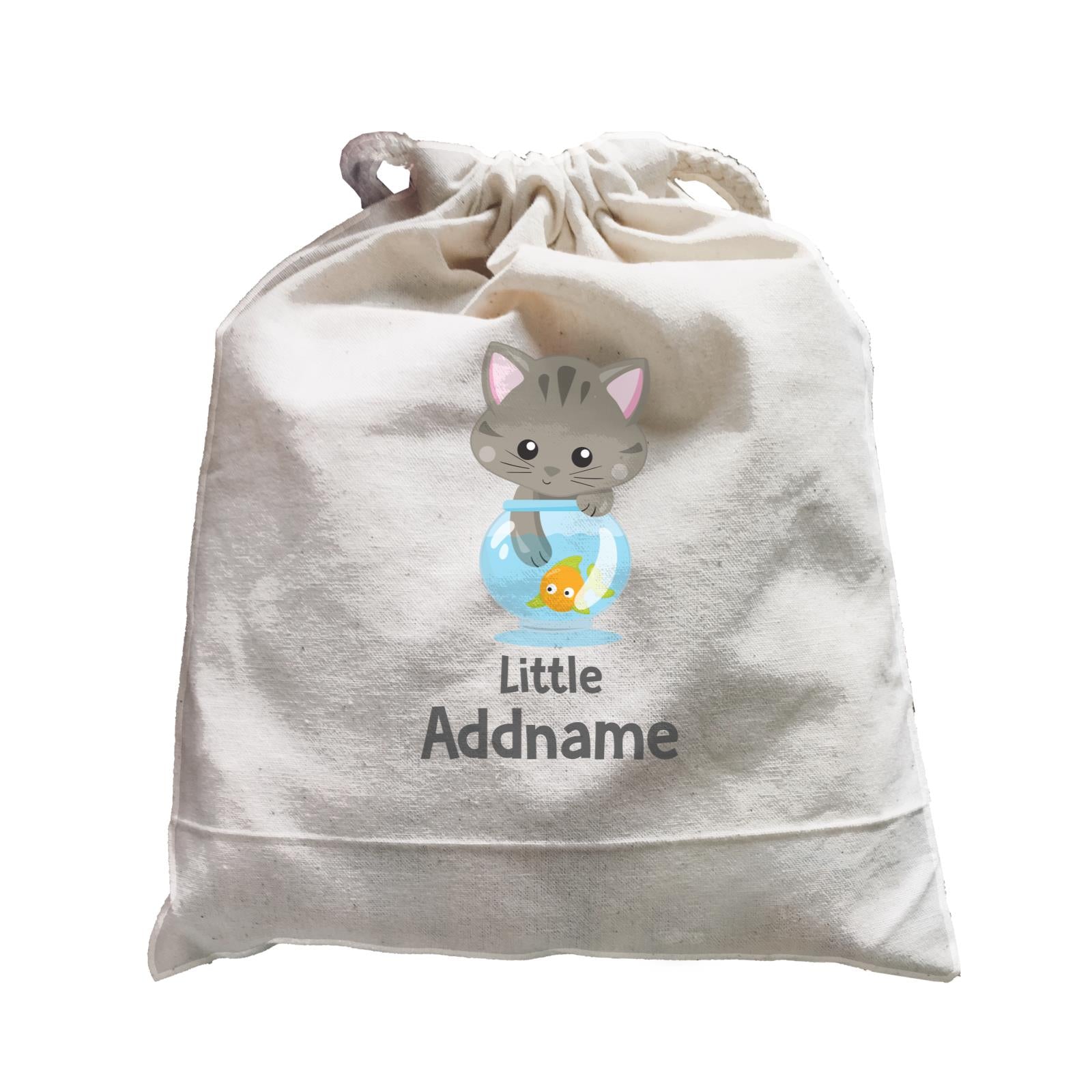 Adorable Cats Grey Cat Playing With Fish Bowl Little Addname Satchel