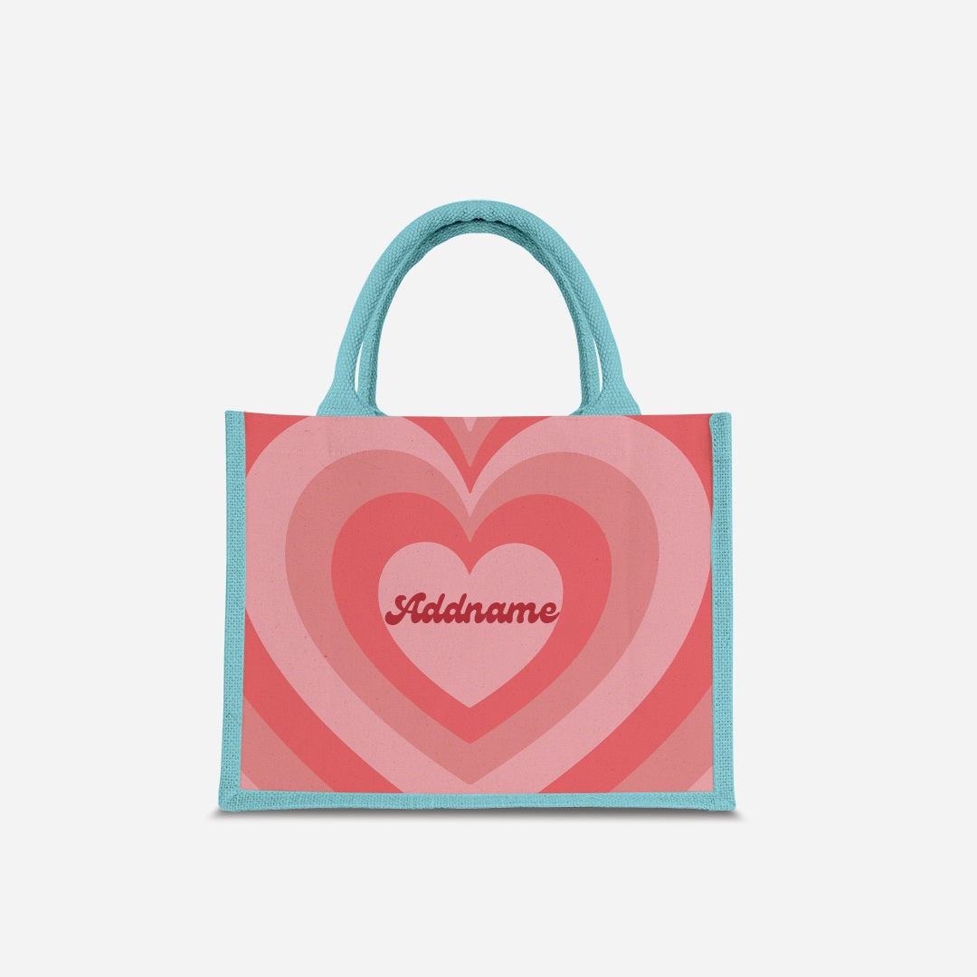 Affection Series Half Lining Small Jute Bag - Blossom Light Blue
