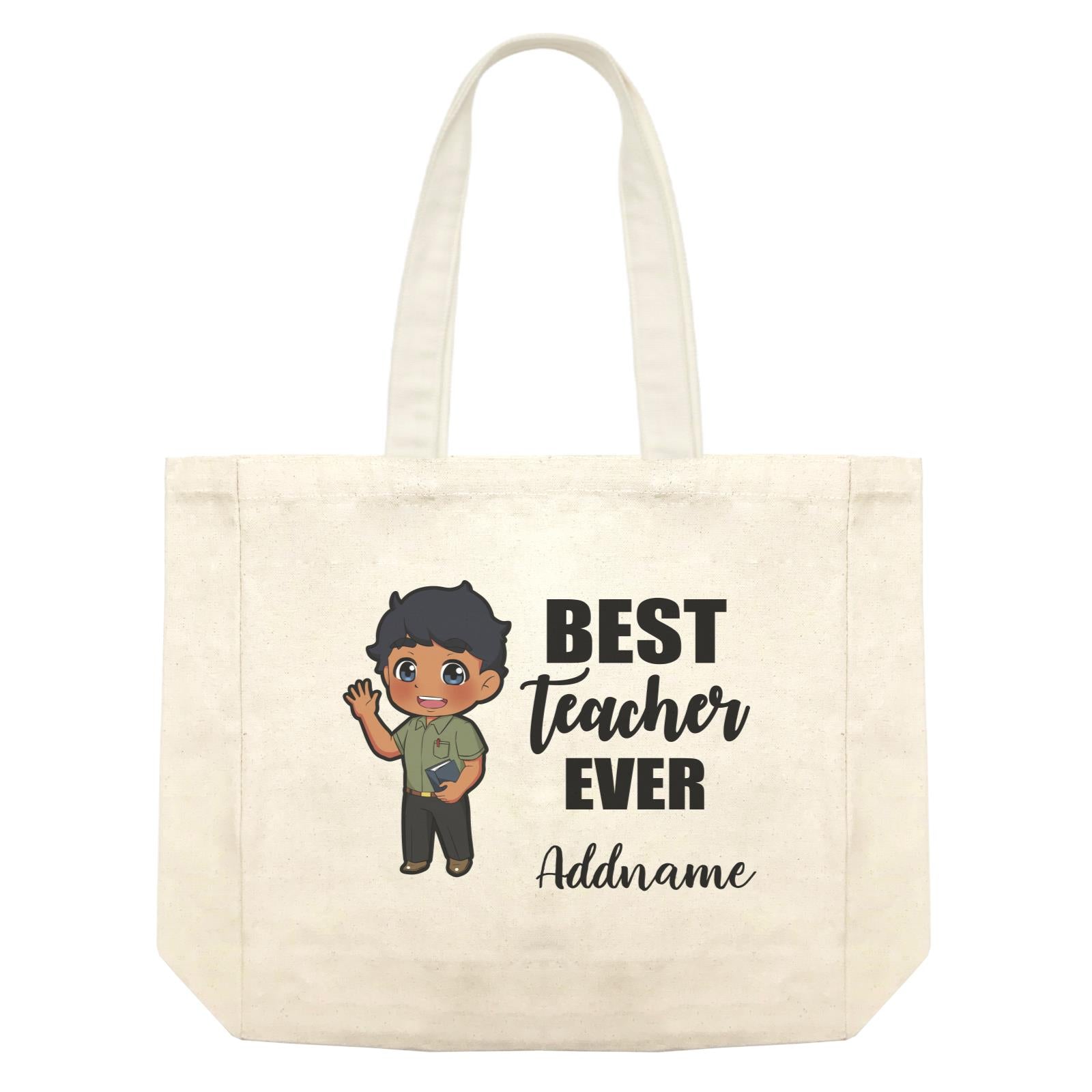 Chibi Teachers Indian Man Best Teacher Ever Addname Shopping Bag