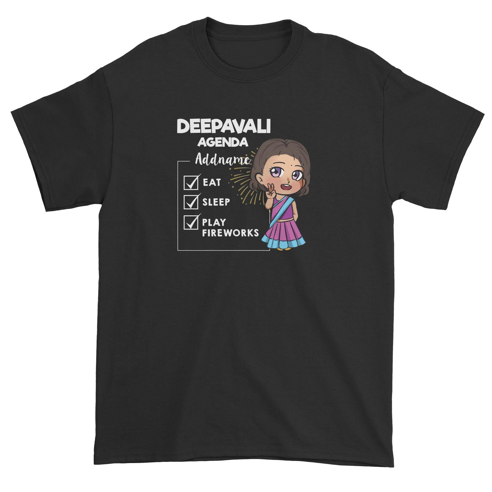 Deepavali Chibi Little Girl Agenda Addname Unisex T-Shirt