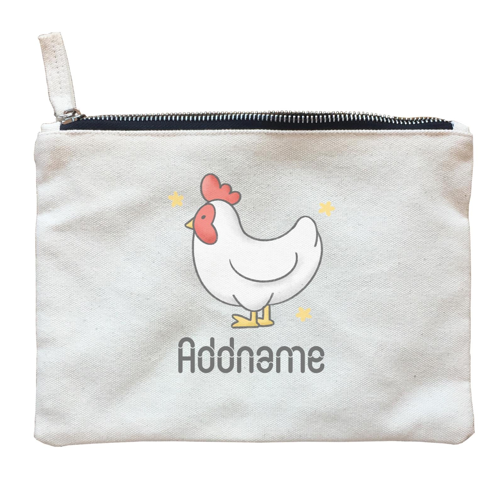 Cute Hand Drawn Style Rooster Addname Zipper Pouch