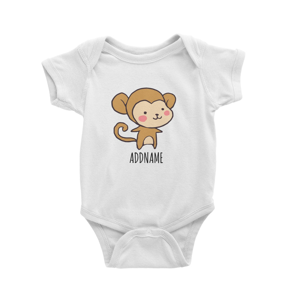 Cartoon Kawaii Monkey Doodle White White Baby Romper