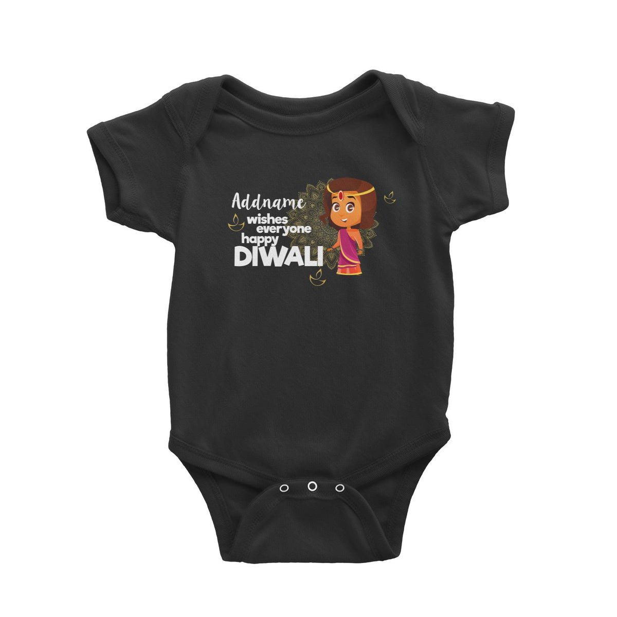 Cute Girl Wishes Everyone Happy Diwali Addname Baby Romper