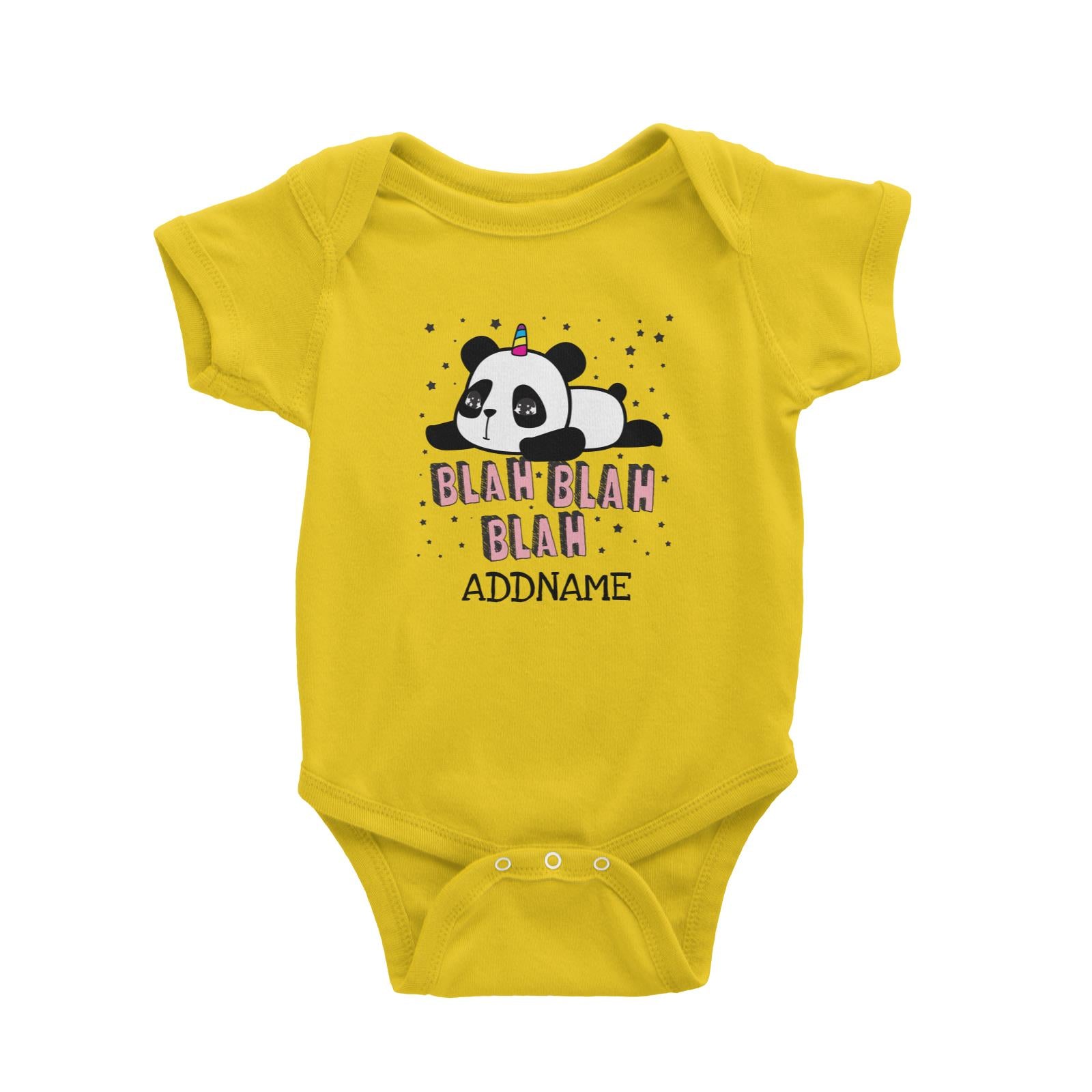 Unicorn Panda Blah Blah Blah Addname Baby Romper