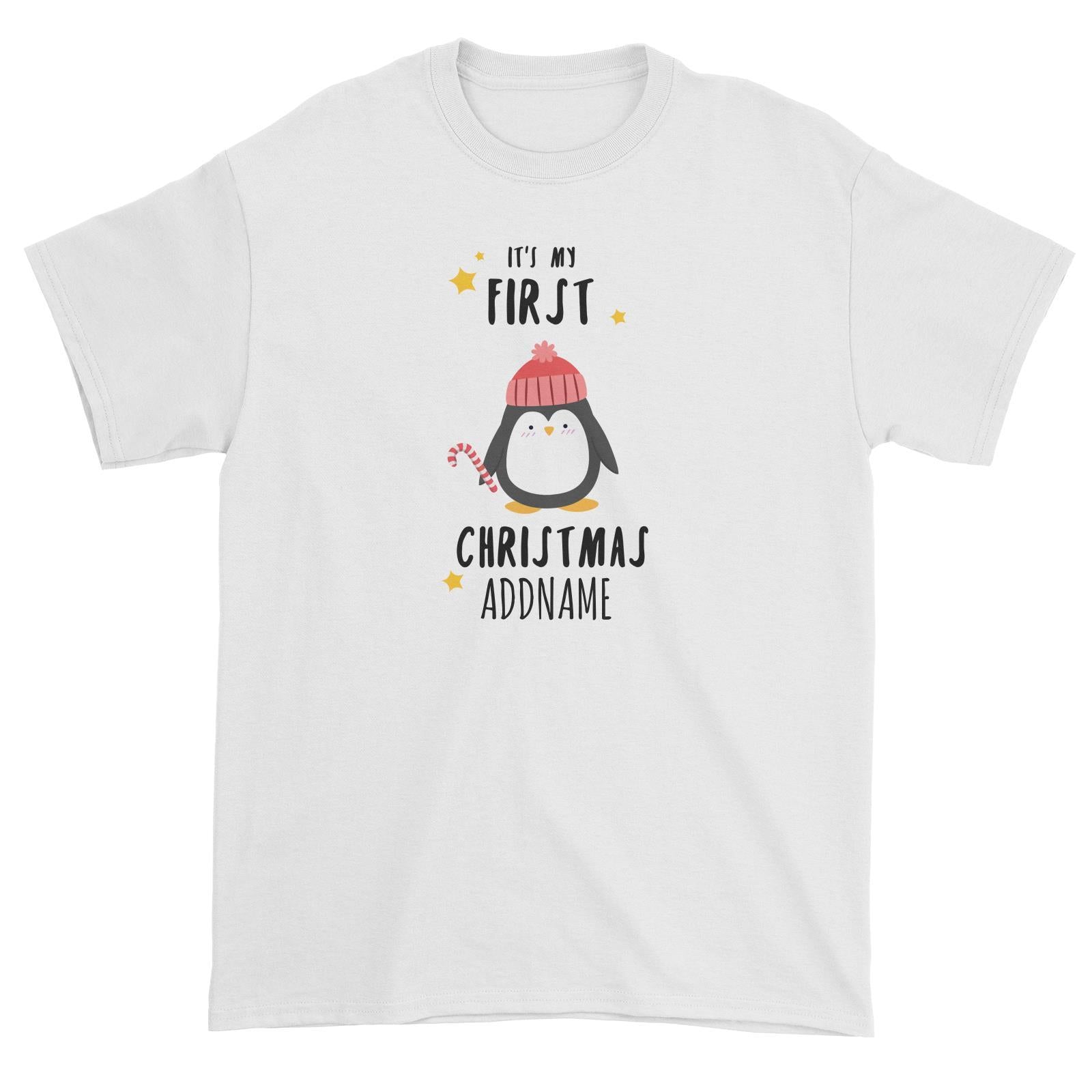 Cute Penguin First Christmas Addname Unisex T-Shirt  Personalizable Designs Animal