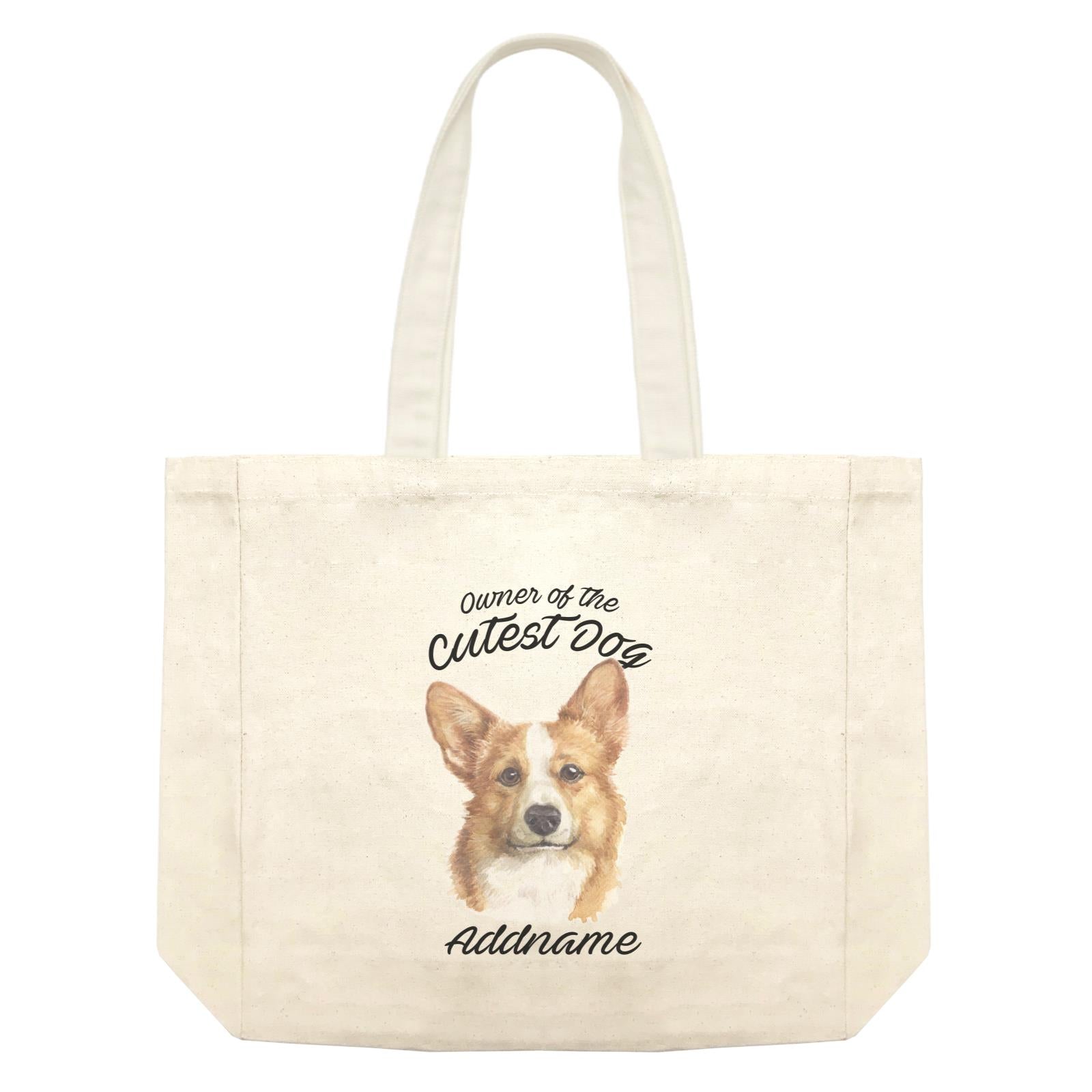 Watercolor Dog Owner Of The Cutest Dog Welsh Corgi Addname Shopping Bag
